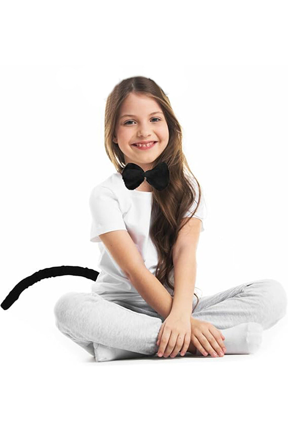 Ethab Ti̇caret Peluş Si̇yah Renk Kuyruk Ve Papyon Yeti̇şki̇n &Ccedil;ocuk Uyumlu