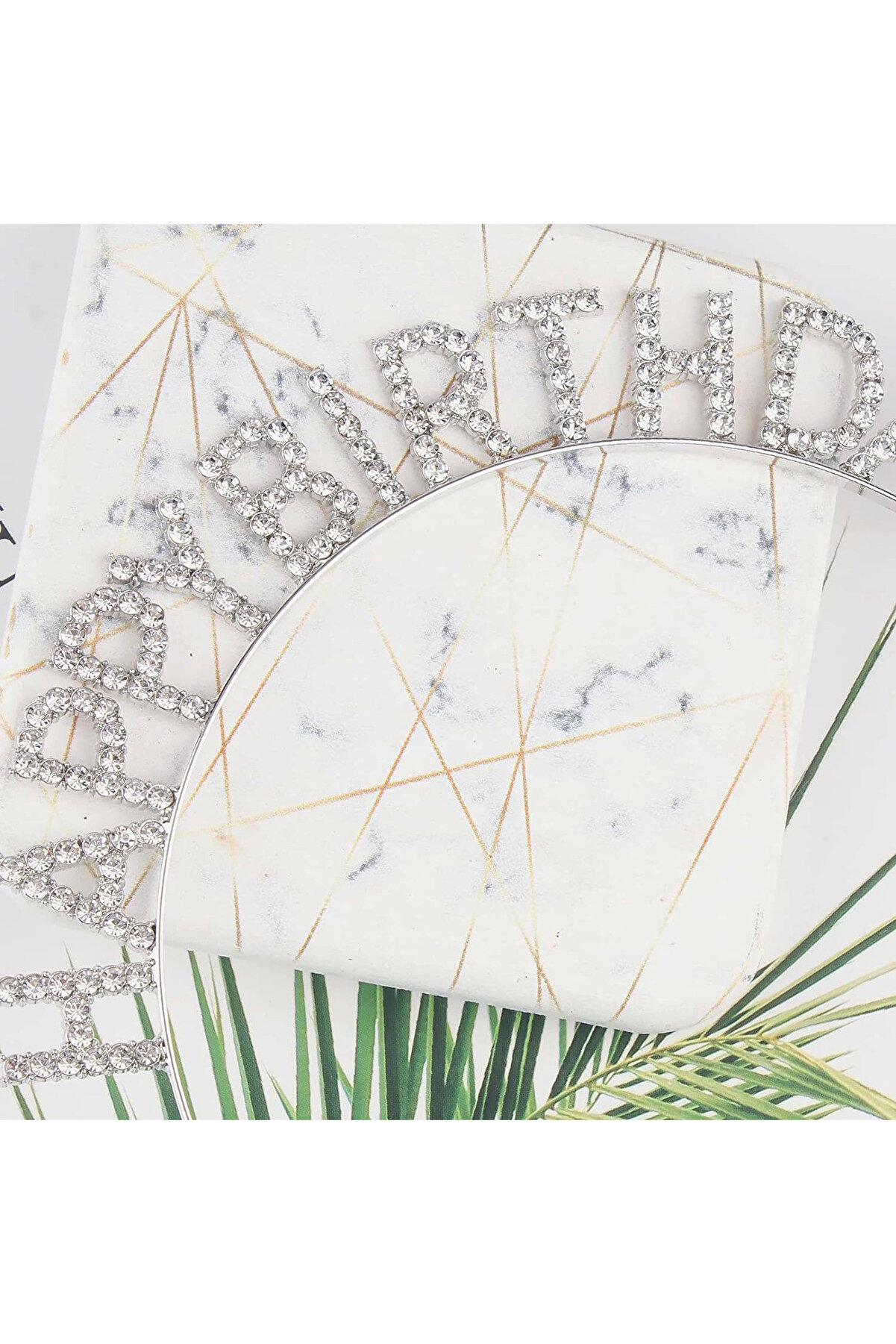 Ethab Ti̇caret G&uuml;m&uuml;ş Kri̇stal Taşlı Happy Bi̇rthday Tacı