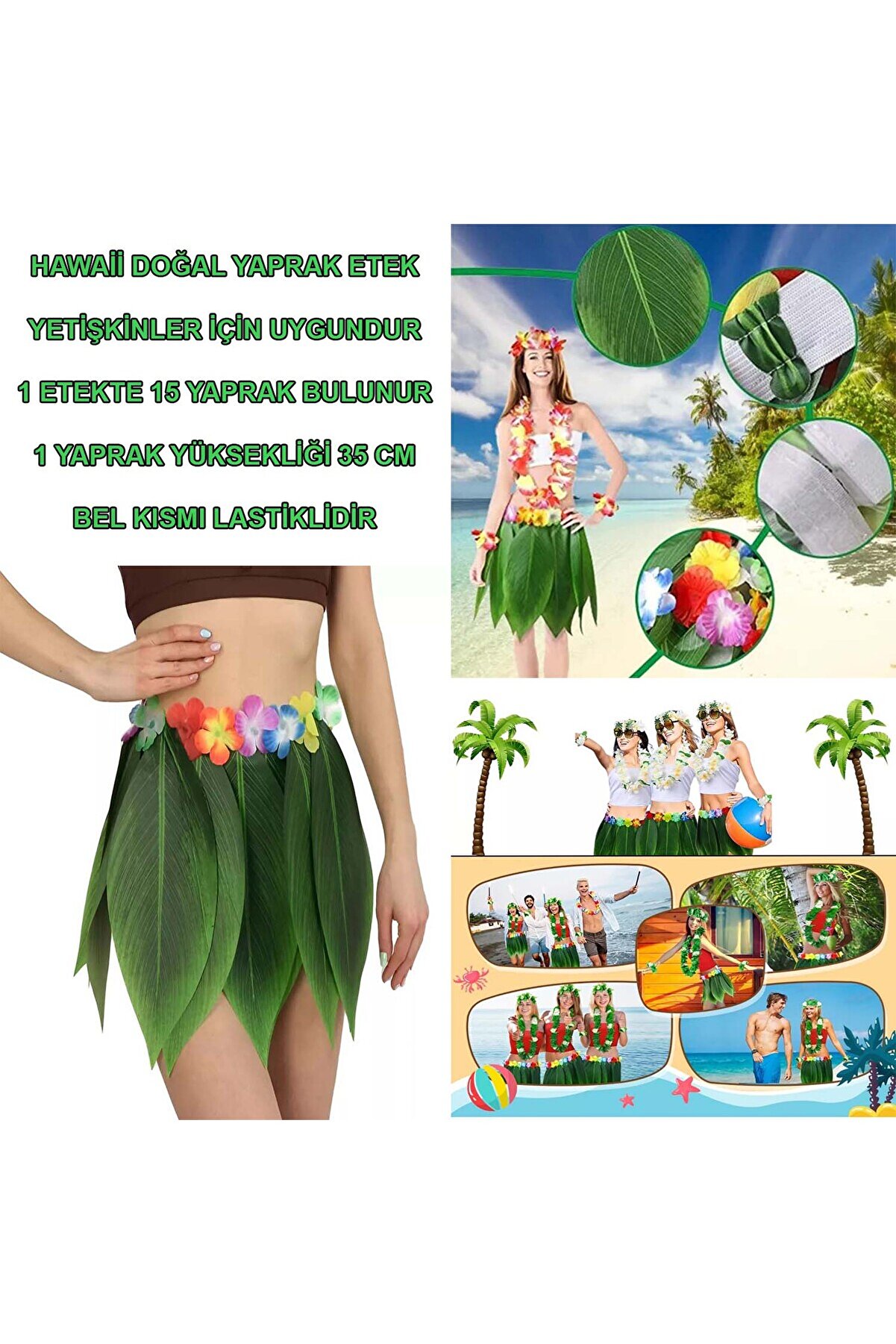 Ethab Ti̇caret Tropi̇kal Esi̇nti̇li̇ Hawai̇i̇ Yapraklı Parti̇ Eteği̇ Yeti̇şki̇n Boy