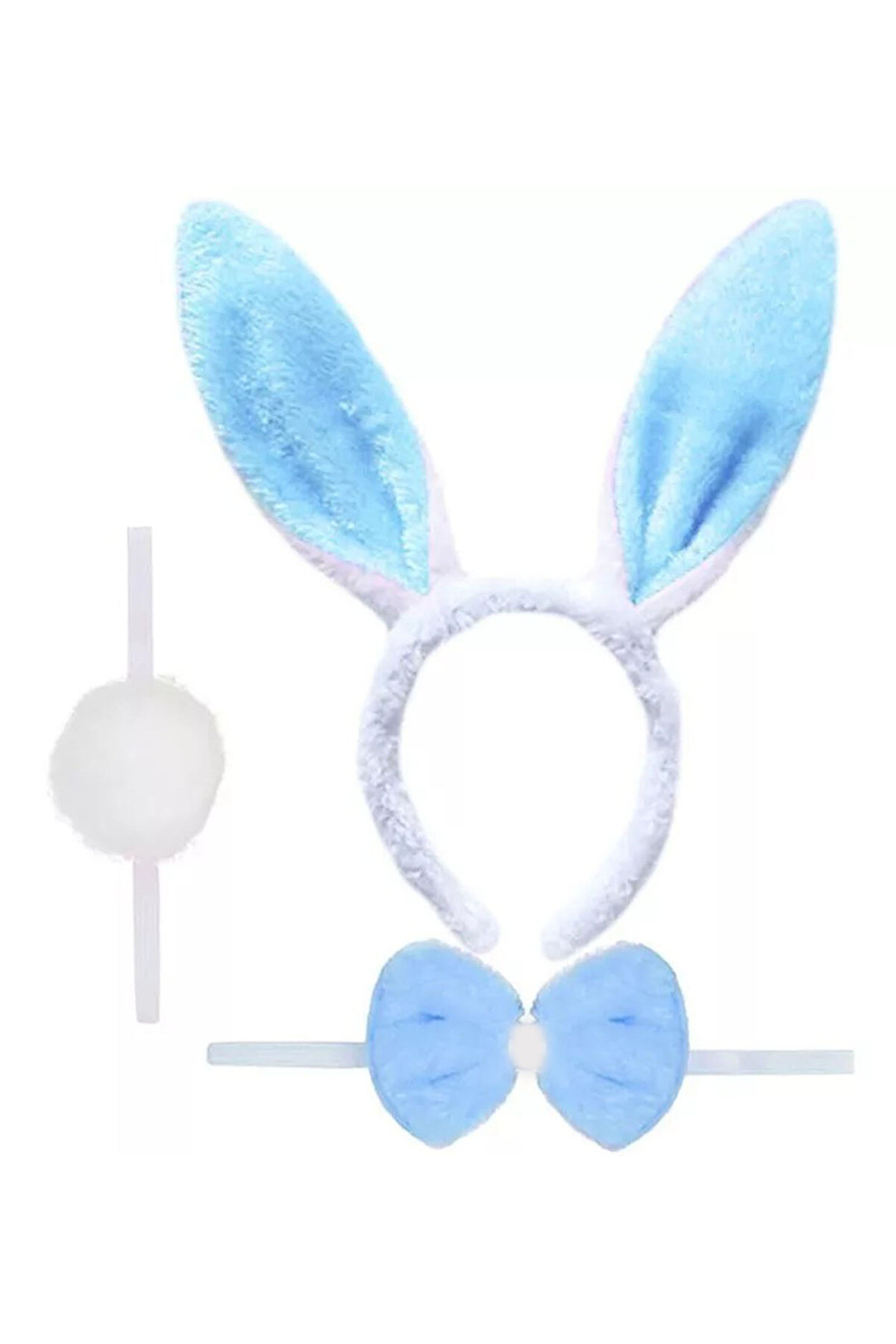 Ethab Ti̇caret Tavşan Kost&uuml;m Seti̇ Mavi̇ Renk - Ta&ccedil;, Papyon, Ponpon, Kuyruk