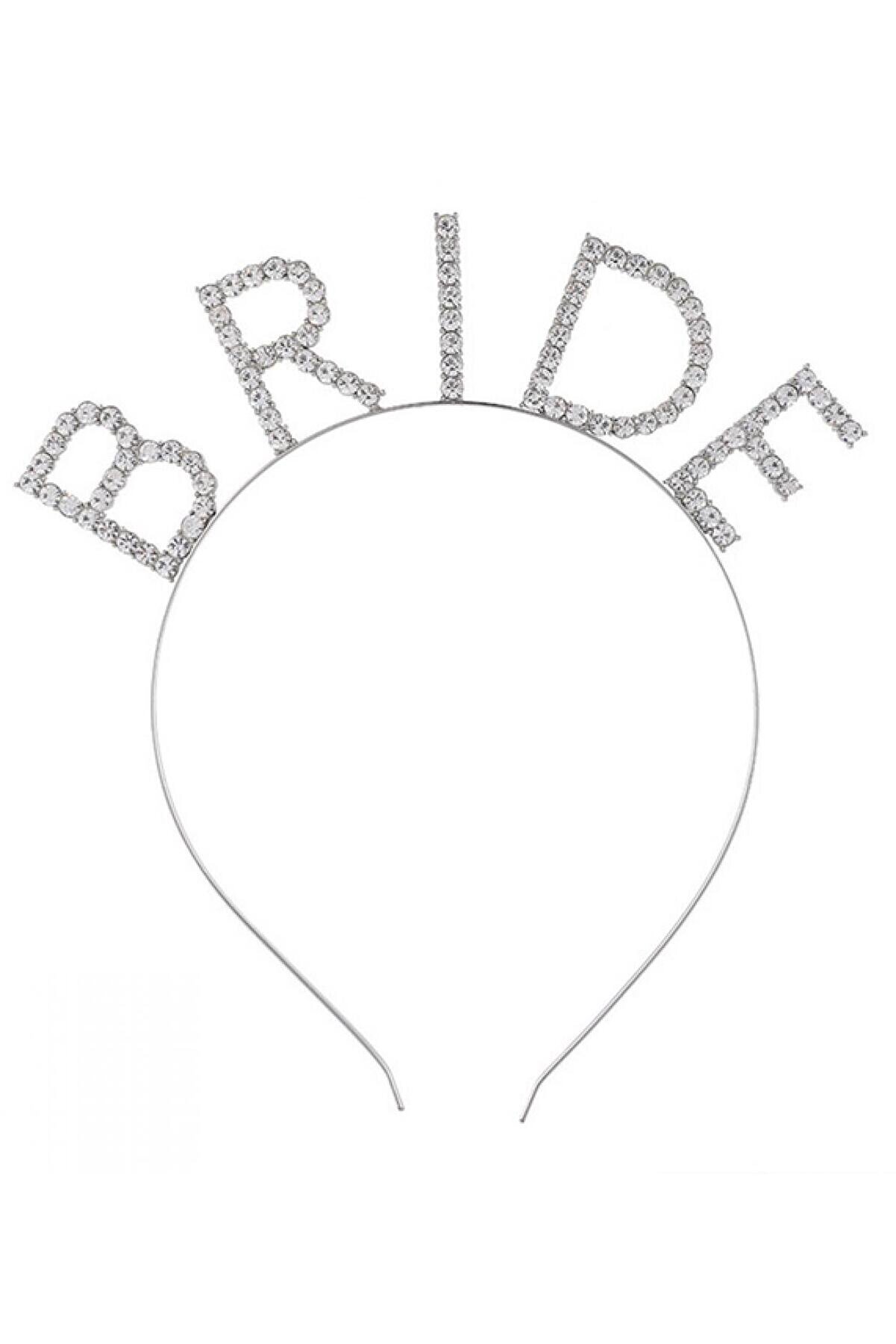 Ethab Ti̇caret Bekarlığa Veda Kri̇stal Taşlı G&uuml;m&uuml;ş Bri̇de Tacı