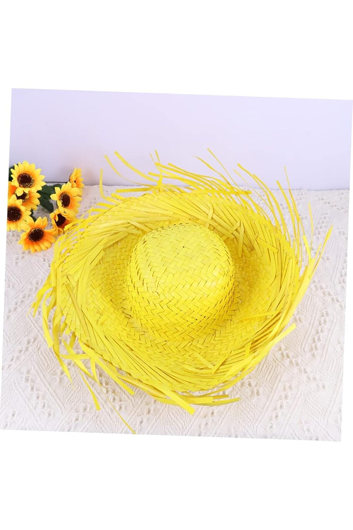 Ethab Ti̇caret Tropi̇kal Parti̇ Sarı Hasır Hawai̇i̇ Şapkası