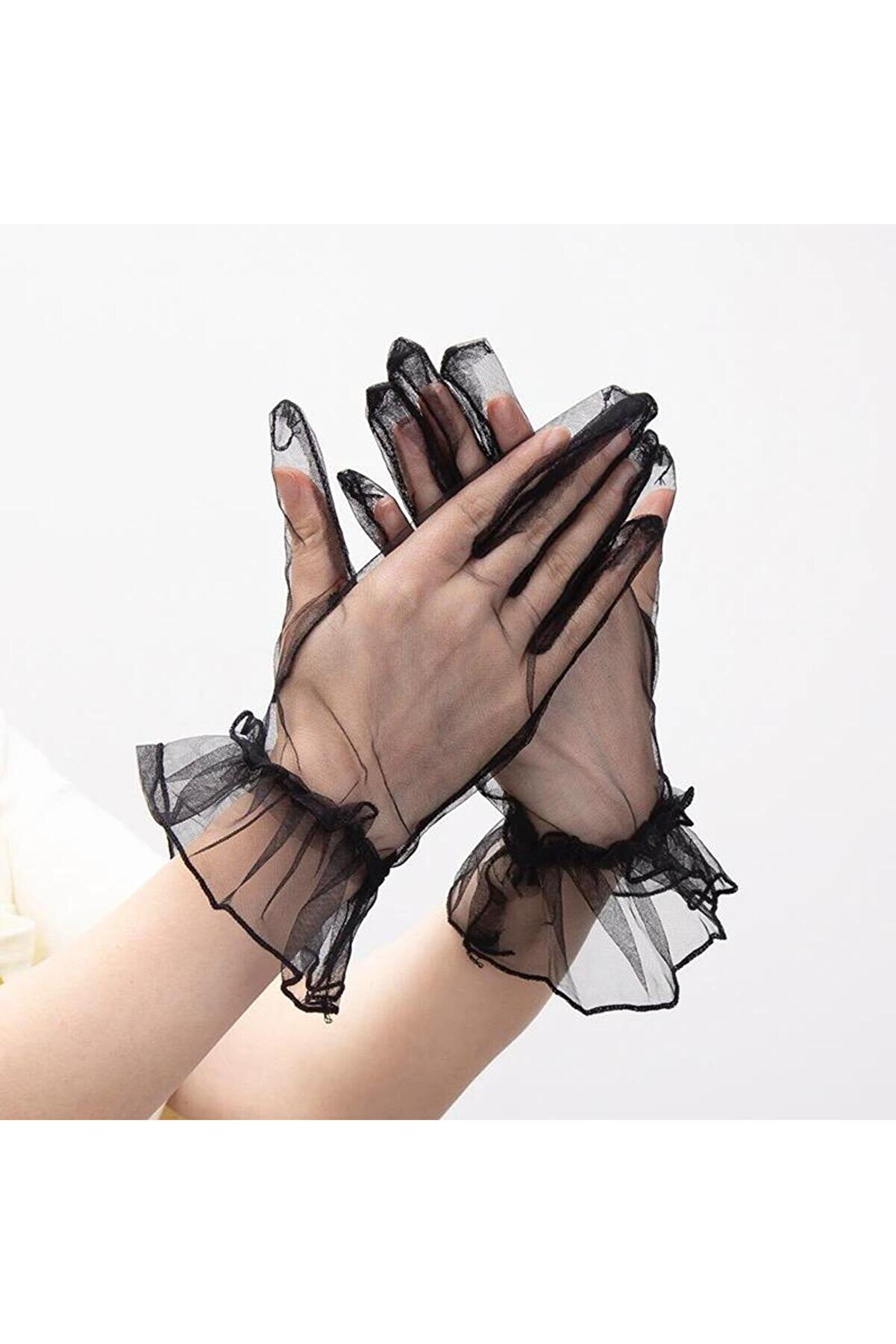 Ethab Ti̇caret Li̇kralı G&uuml;p&uuml;rl&uuml; Yeti̇şki̇n T&uuml;l Eldi̇ven Si̇yah