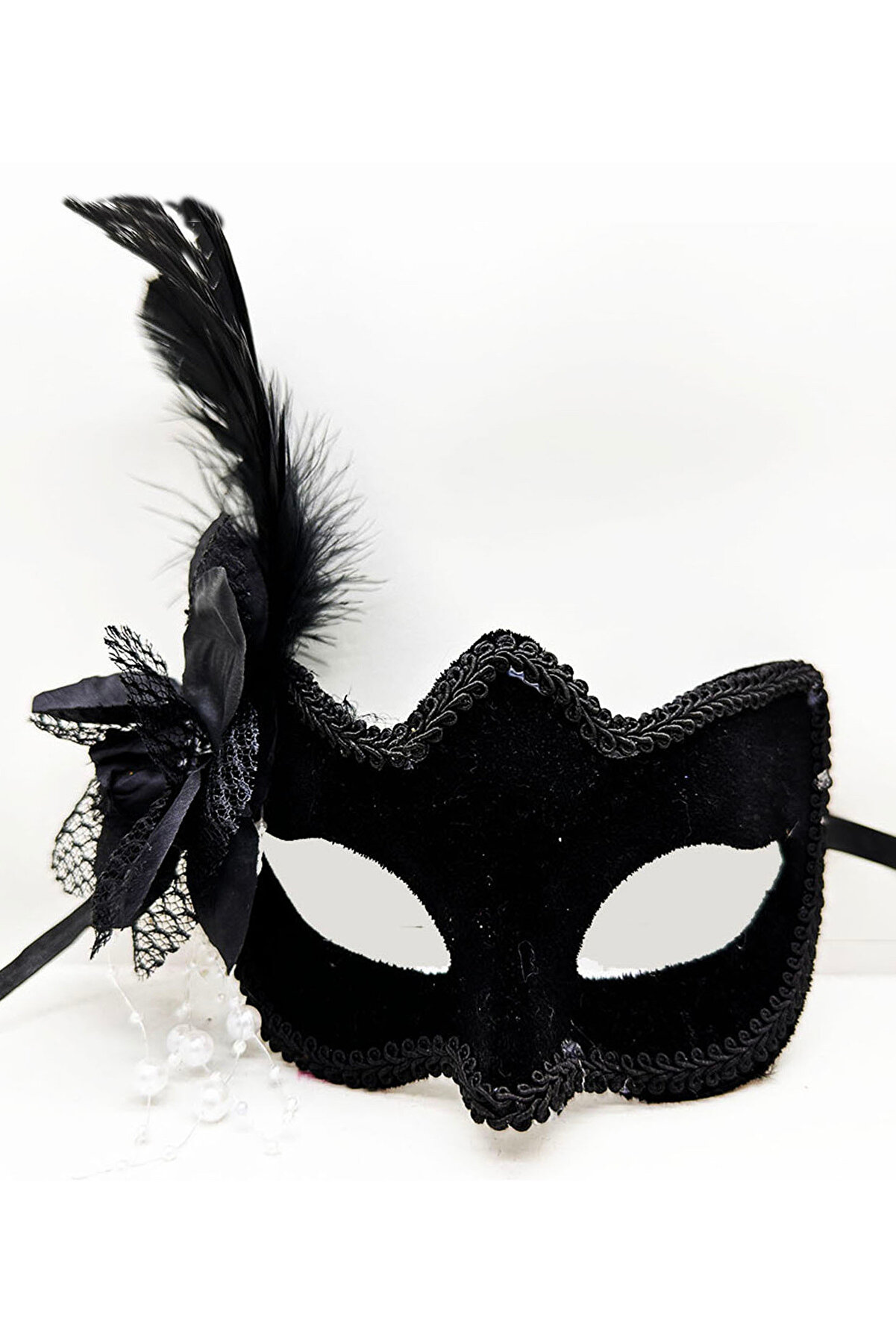 Ethab Ti̇caret Si̇yah S&uuml;et Yandan T&uuml;yl&uuml; İnci̇li̇ Parti̇ Maskesi̇