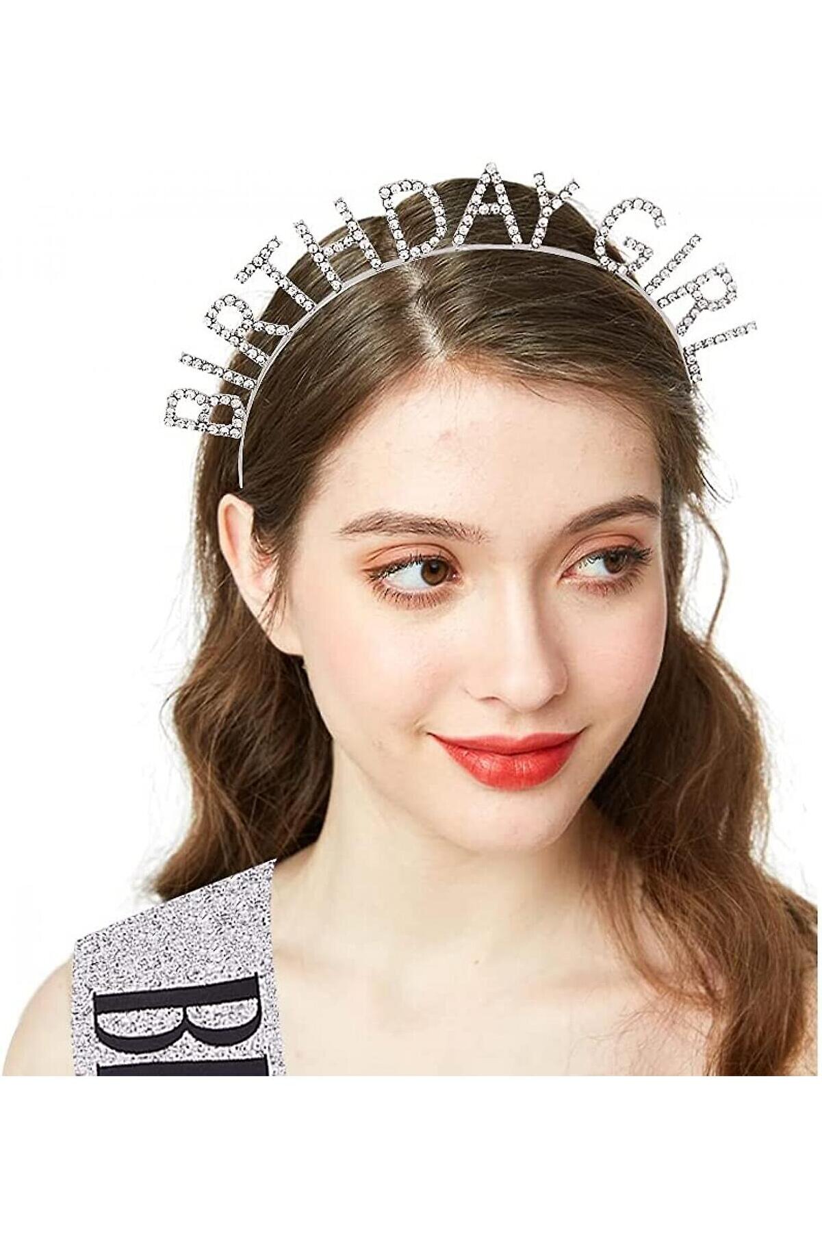 Ethab Ti̇caret G&uuml;m&uuml;ş Kri̇stal Taşlı Bi̇rthday Gi̇rl Tacı