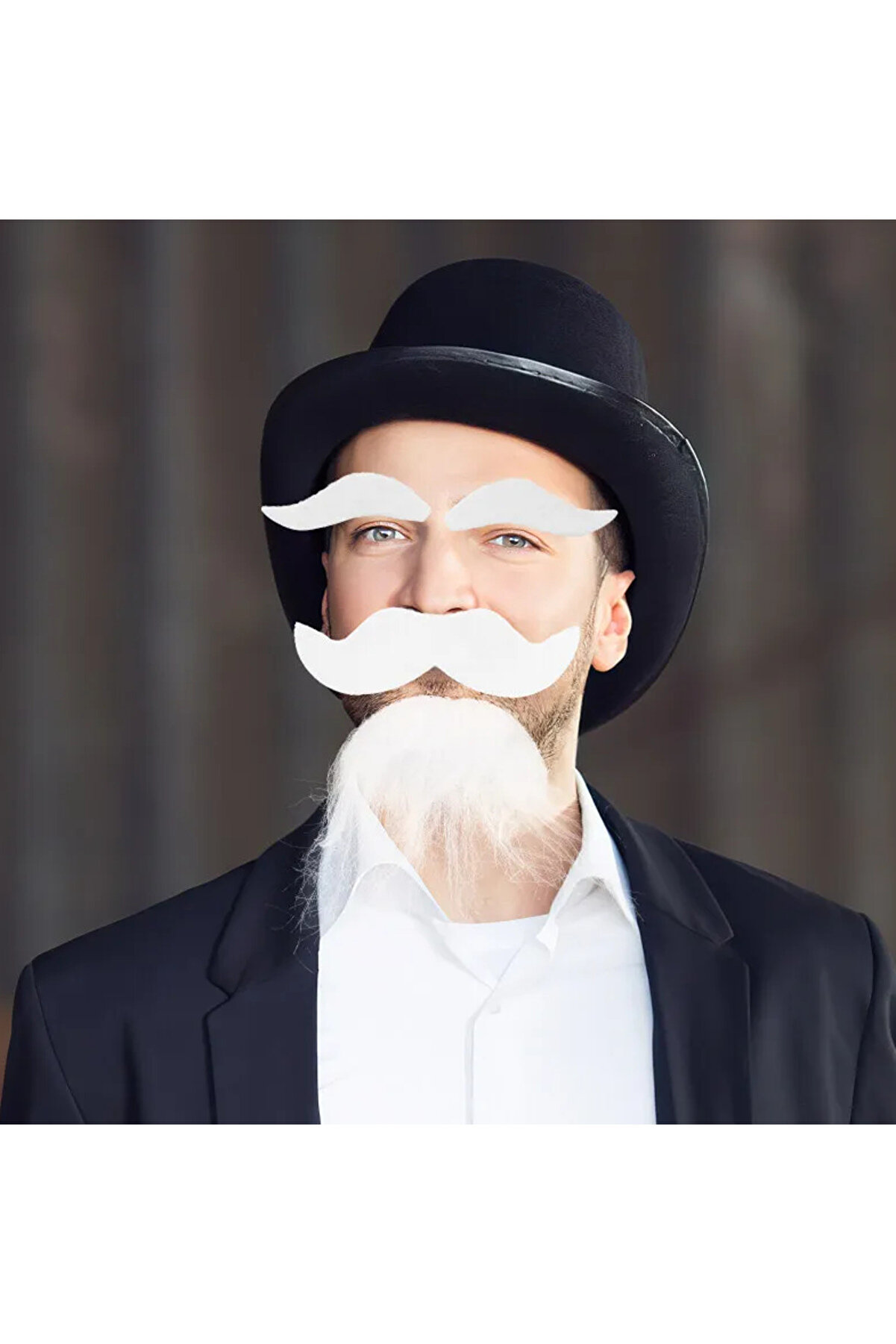 Ethab Ti̇caret Beyaz Renk Kendi̇nden Yapışkanlı Takma Sakal Bıyık Ve Kaş Seti̇