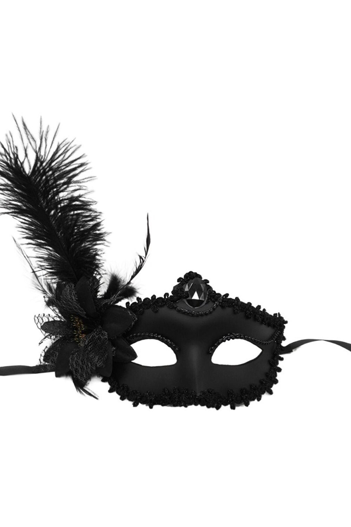 Ethab Ti̇caret Si̇yah Mat Renk Yandan T&uuml;yl&uuml; G&uuml;ll&uuml; Parti̇ Balo Venedi̇k Maskesi̇