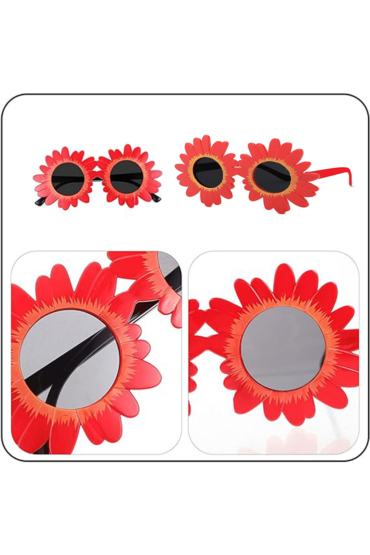 Ethab Ti̇caret Kırmızı Renk Papatya Şeki̇lli̇ Parti̇ G&ouml;zl&uuml;ğ&uuml;