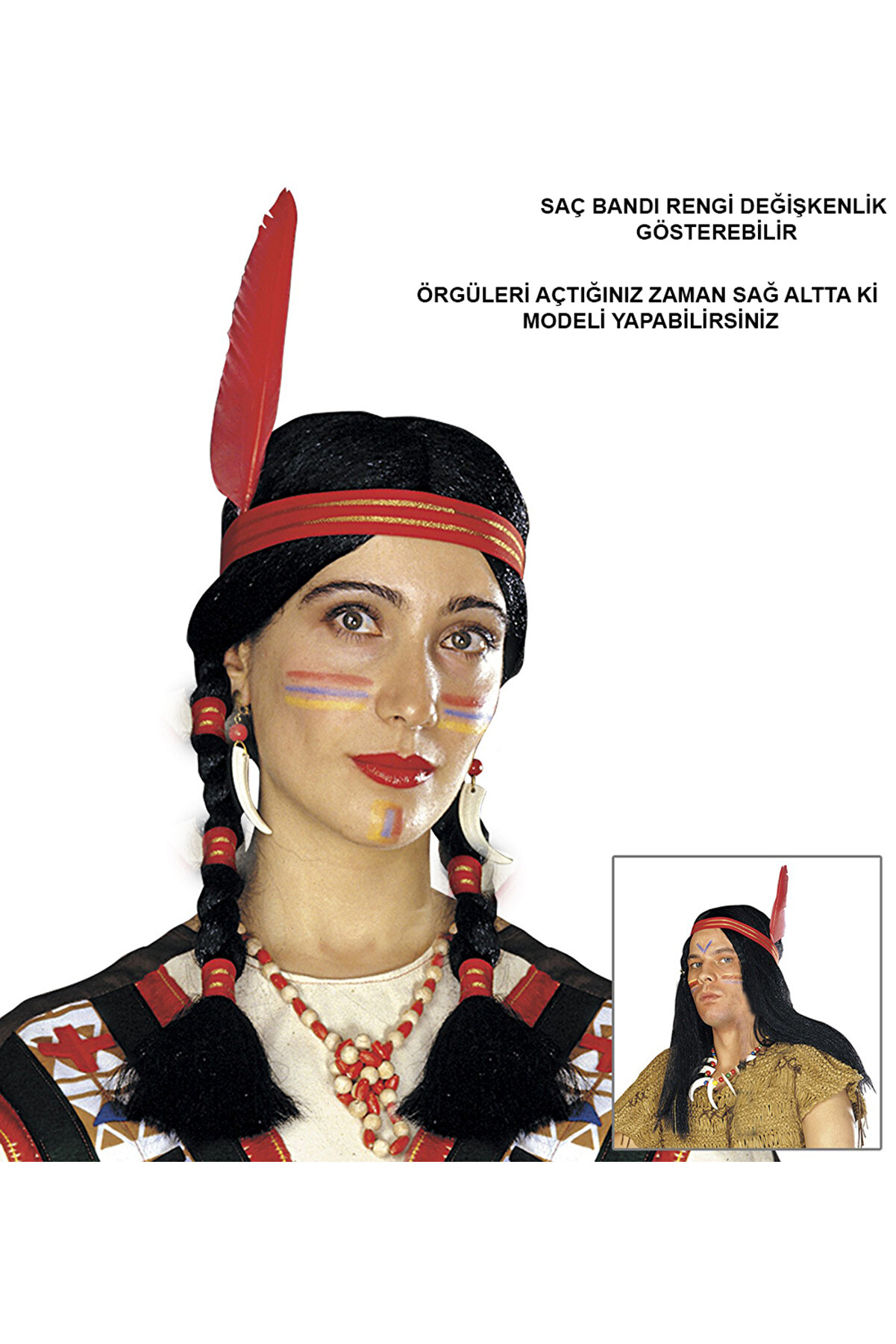 Ethab Ti̇caret T&uuml;yl&uuml; &Ouml;rg&uuml;l&uuml; Kızılderi̇li̇ Parti̇ Peruğu