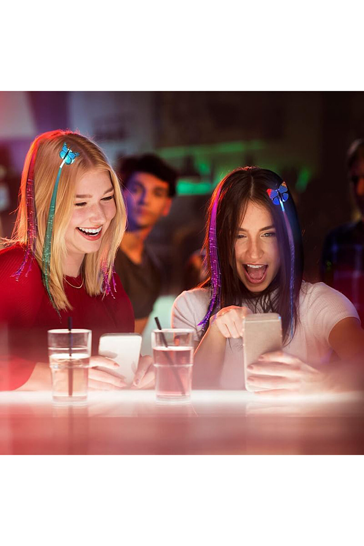 Ethab Ti̇caret Led Fi̇ber Opti̇k Işıklı Kelebek Sa&ccedil; Kli̇psi̇