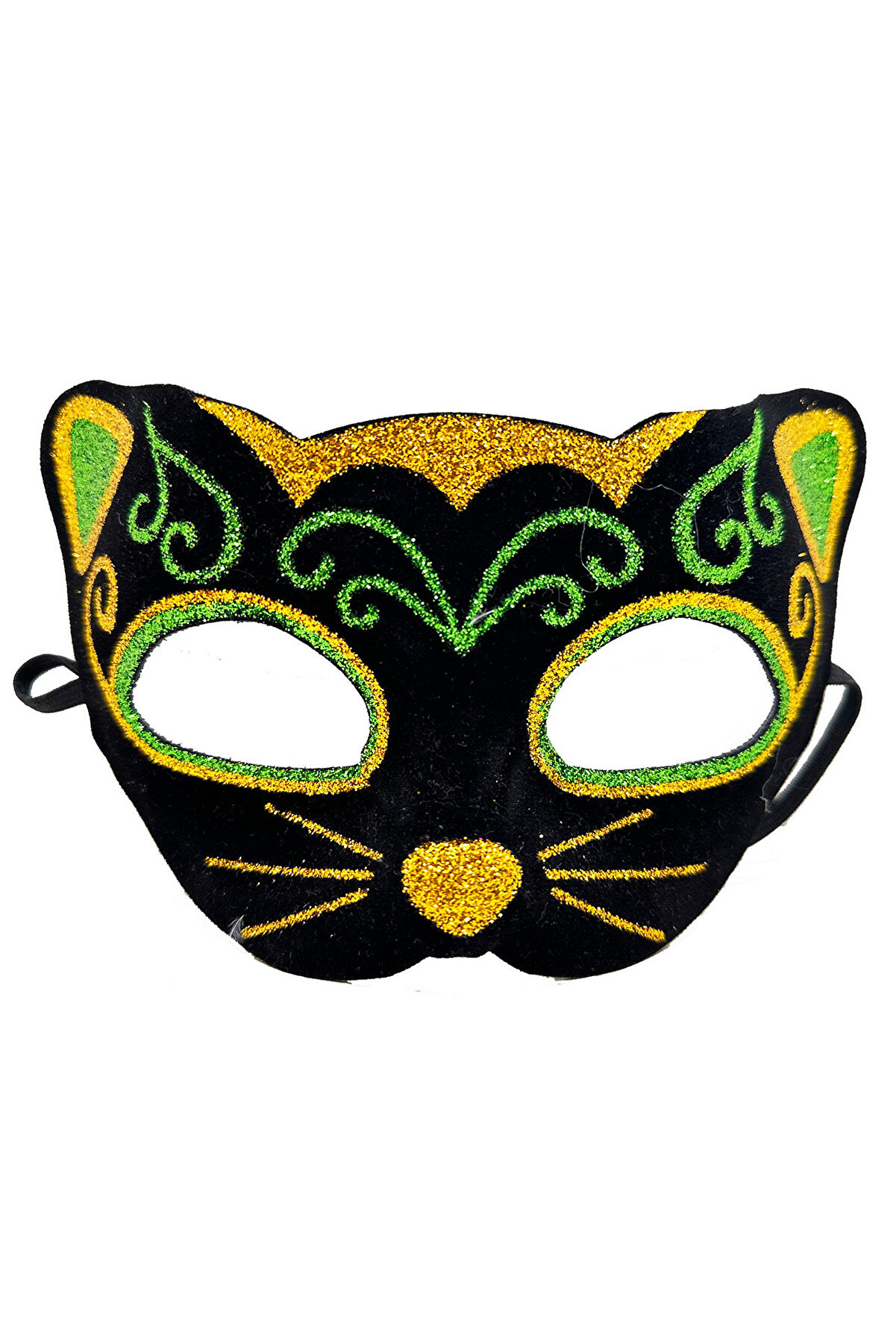 Ethab Ti̇caret Si̇yah Kadi̇fe Sarı Yeşi̇l Si̇mli̇ Kedi̇ Maskesi̇