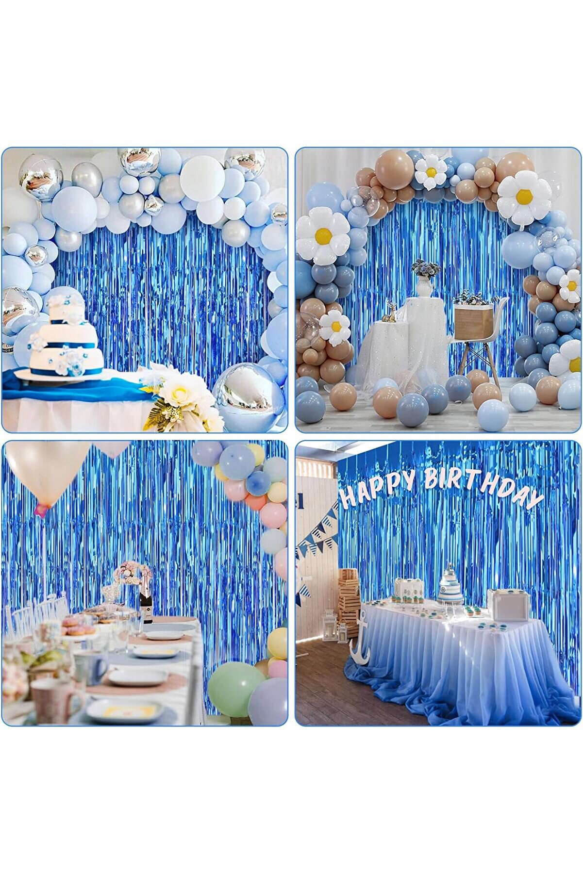 Ethab Ti̇caret Ekstra Metali̇ze Mavi̇ Renk Sa&ccedil;aklı Arka Fon Perde 1X2 Metre