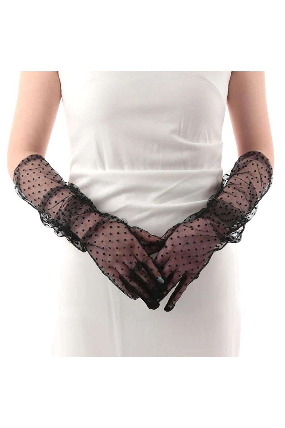 Ethab Ti̇caret Uzun Si̇yah Puanti̇yeli̇ Yeti̇şki̇n T&uuml;l Eldi̇ven