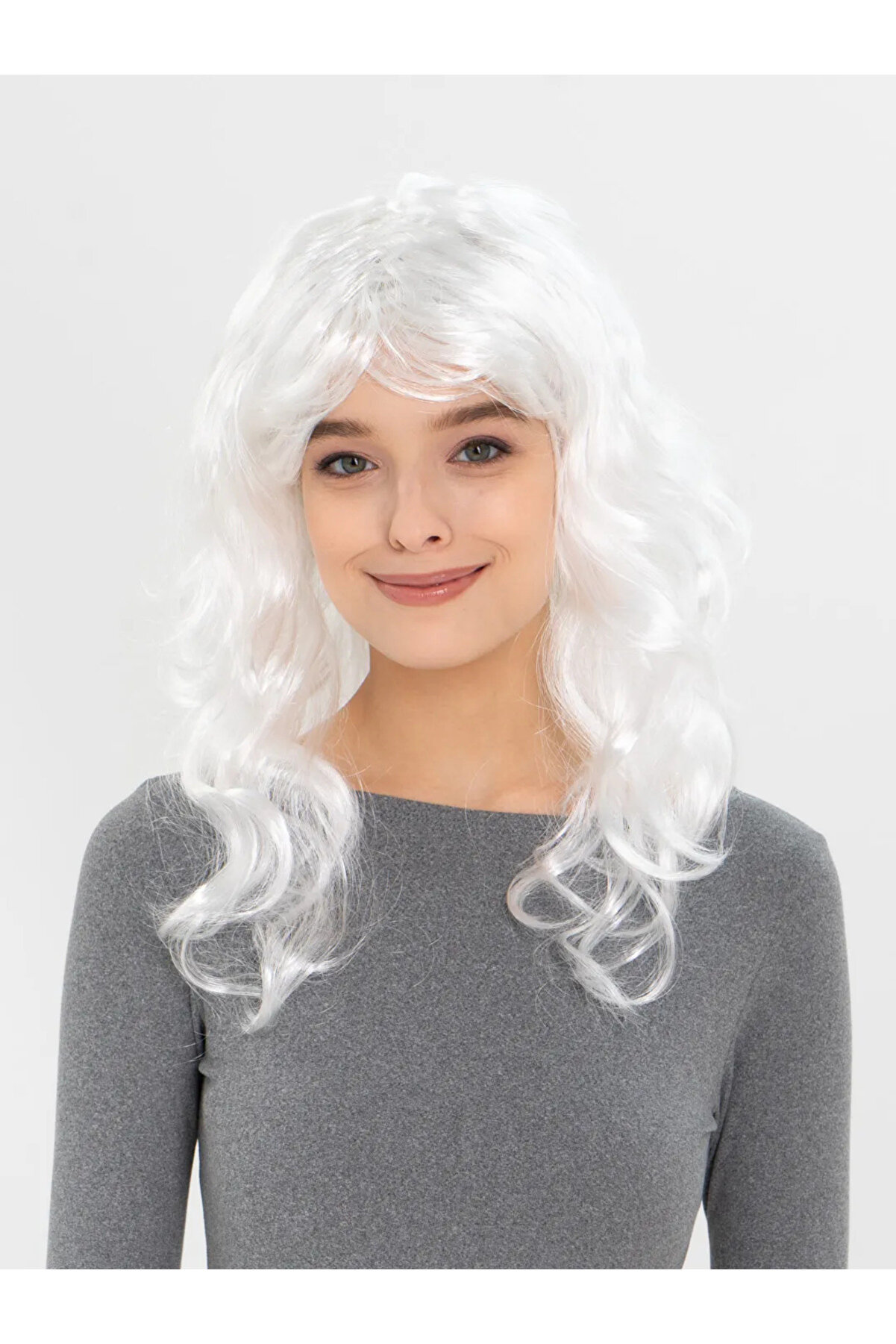 Ethab Ti̇caret Beyaz Renk Kahk&uuml;ll&uuml; Dalgalı Uzun Parti̇ Peruğu