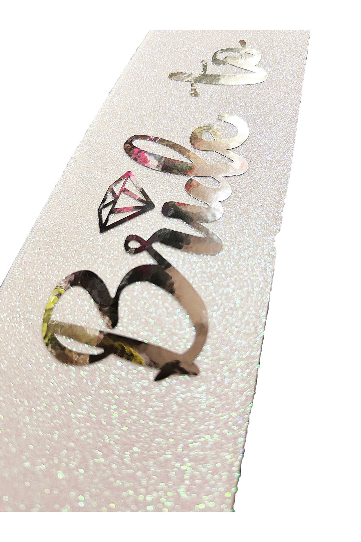 Ethab Ti̇caret Beyaz G&uuml;m&uuml;ş Bri̇de To Be Yazılı Kuşak Kemer