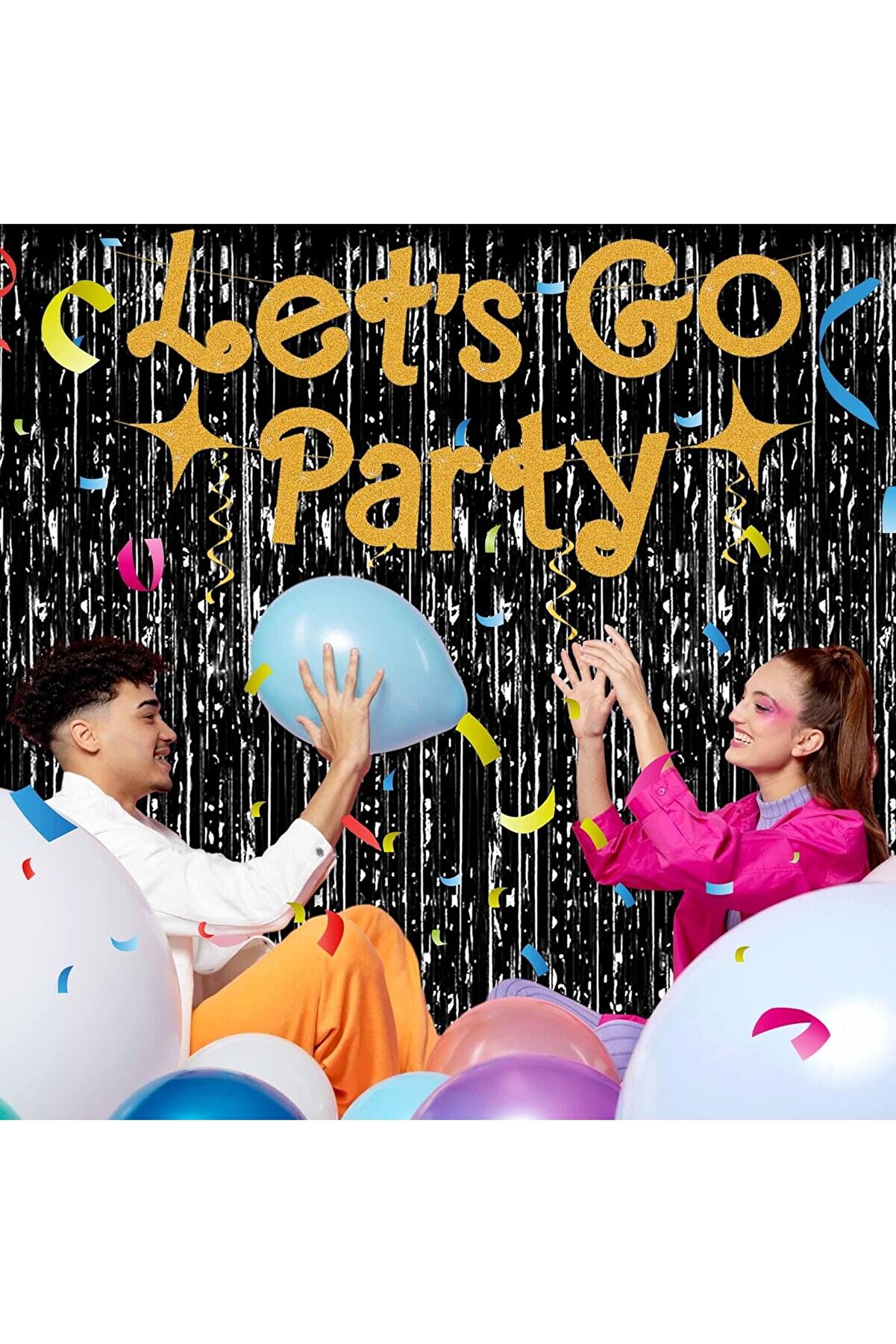 Ethab Ti̇caret Si̇yah Ekstra Metali̇ze Parlak Sa&ccedil;aklı Arka Fon Perde