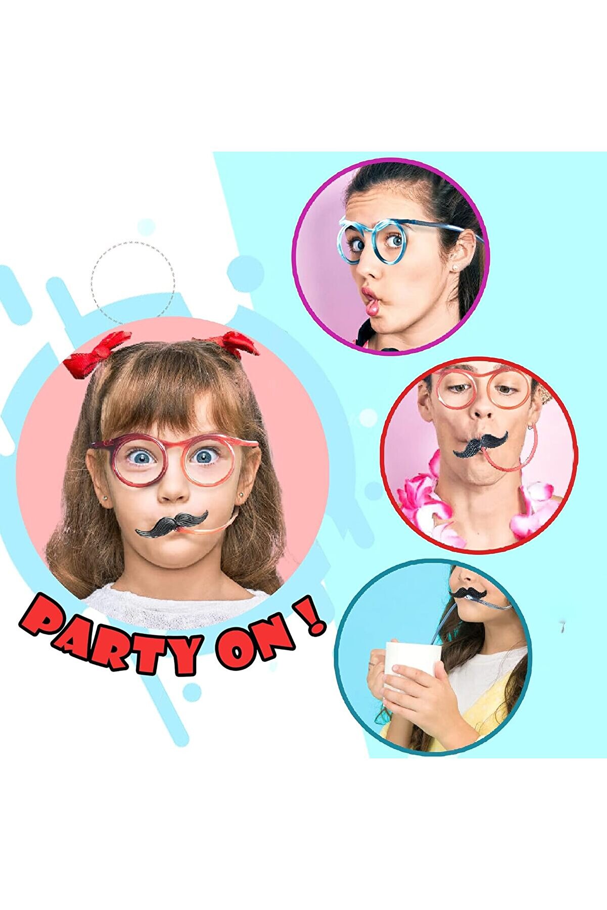 Ethab Ti̇caret Pıpetlı Partı G&ouml;zl&uuml;ğ&uuml; - &Ccedil;ocuk Ve Yetışkın Bıyıklı Pıpet G&ouml;zl&uuml;k