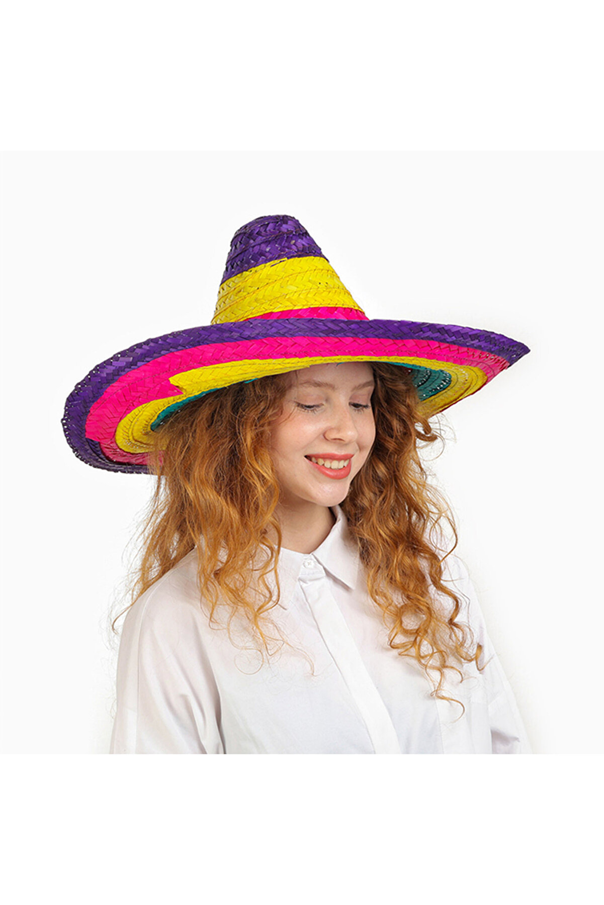 Ethab Ti̇caret Sombrero Meksi̇ka Şapkası Renkli̇ &Ouml;rme Hasır &Ccedil;ocuk Boy