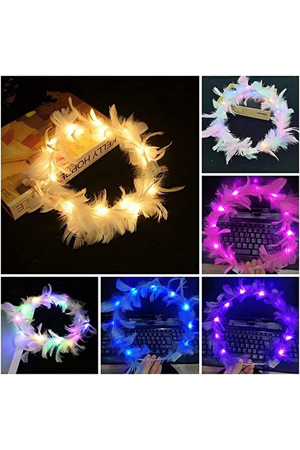 Ethab Ti̇caret Led Işıklı Rgb 3 Fonksi̇yonlu Otri̇şli̇ Parti̇ Tacı Beyaz Renk