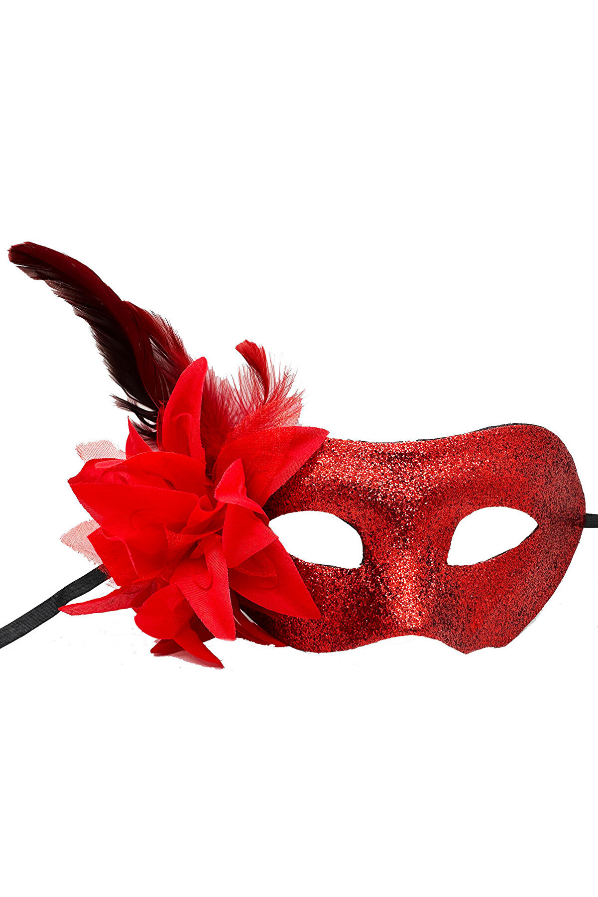 Ethab Ti̇caret Kırmızı Renk Parlak T&uuml;yl&uuml; Parti̇ Maskesi̇