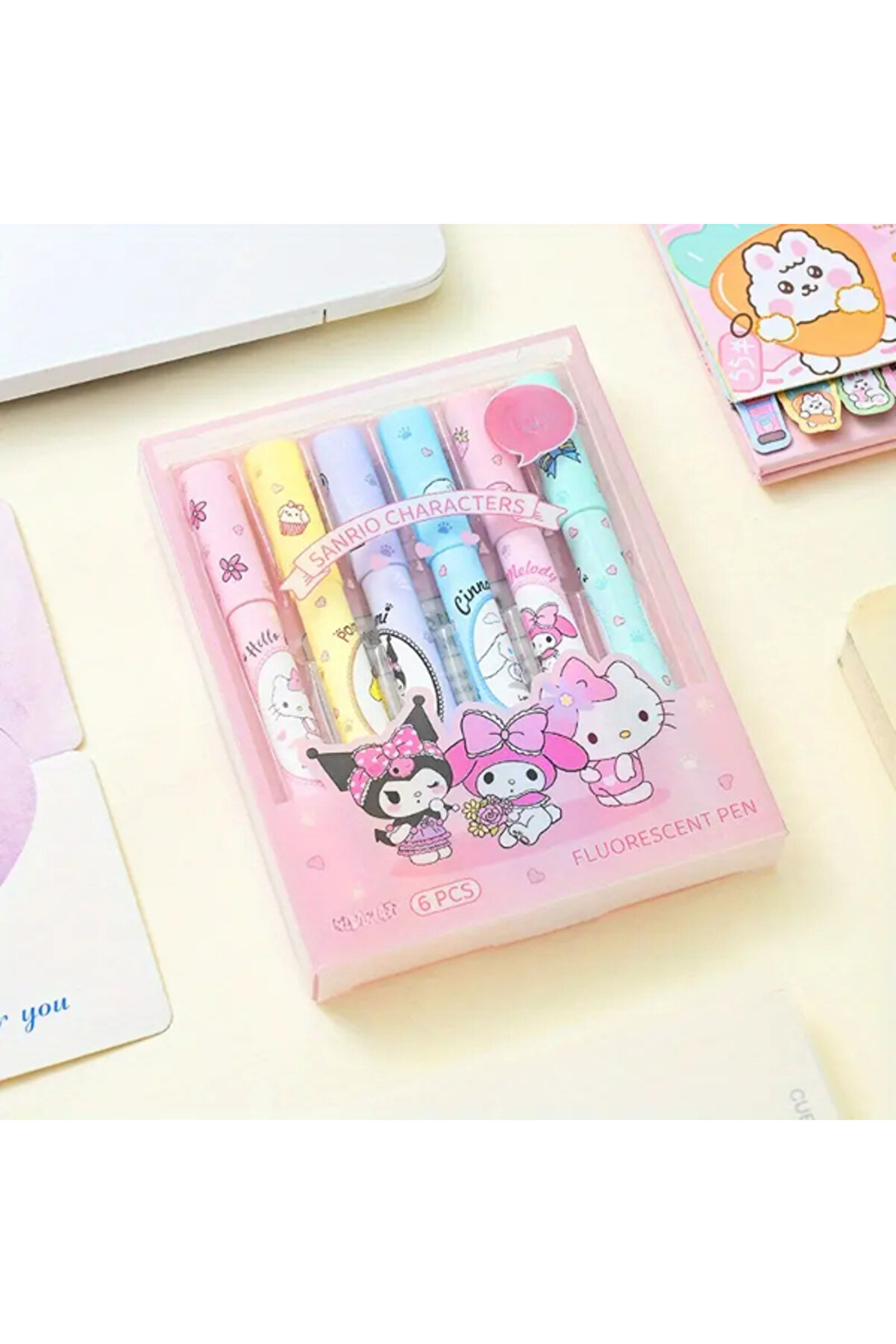 Ethab Ti̇caret 6 Lı Fosforlu Kalem Seti̇ - Sanri̇o Karakterleri̇, Kuromi̇, Hello Ki̇tty