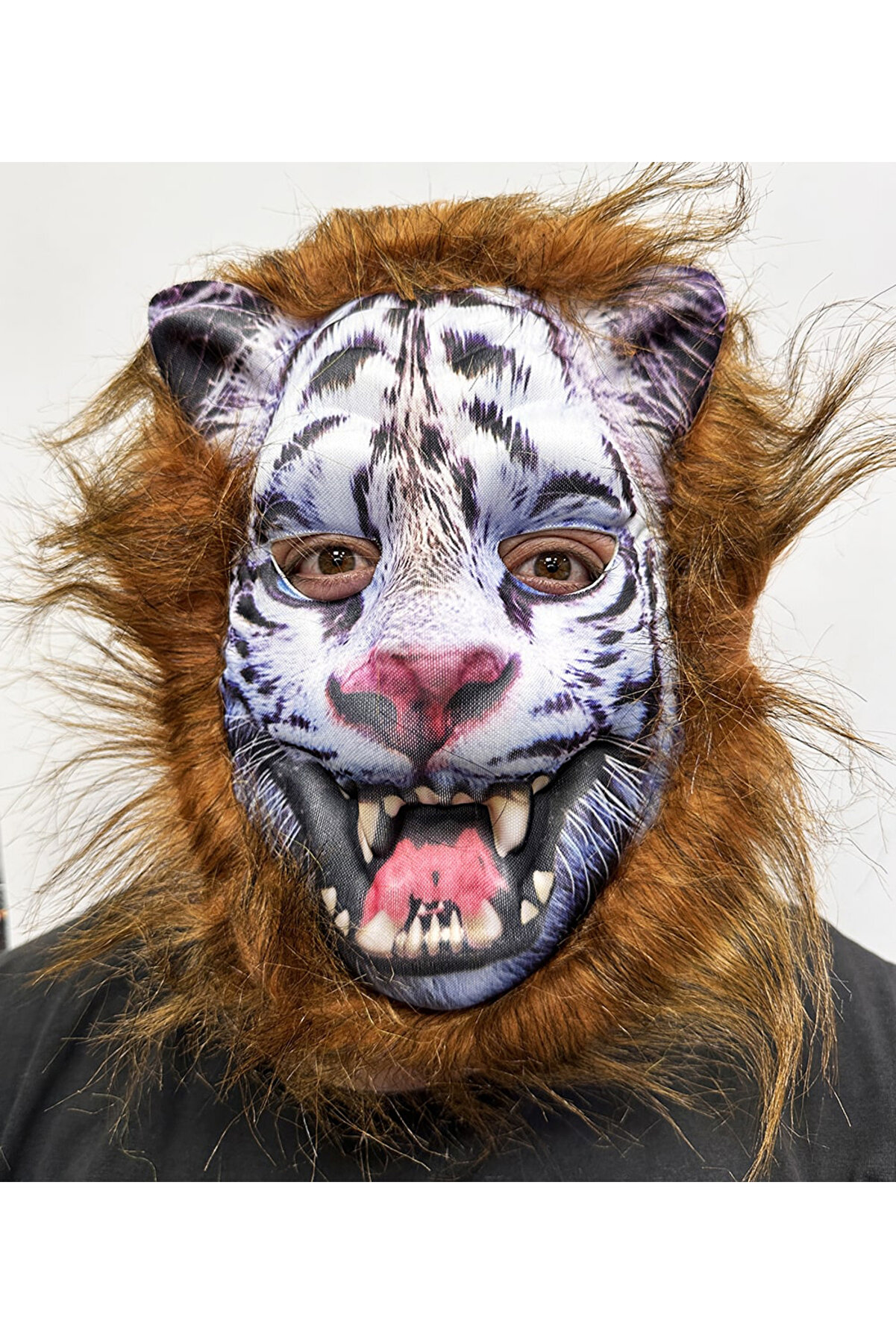 Ethab Ti̇caret Kahverengi̇ Sa&ccedil;lı Di̇şli̇ Kurt Maskesi̇ Mega Peluş 12 No