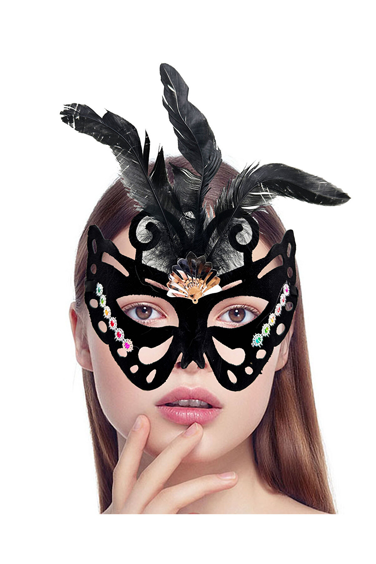 Ethab Ti̇caret Si̇yah S&uuml;et T&uuml;yl&uuml; Kelebek Fi̇g&uuml;r Parti̇ Maskesi̇