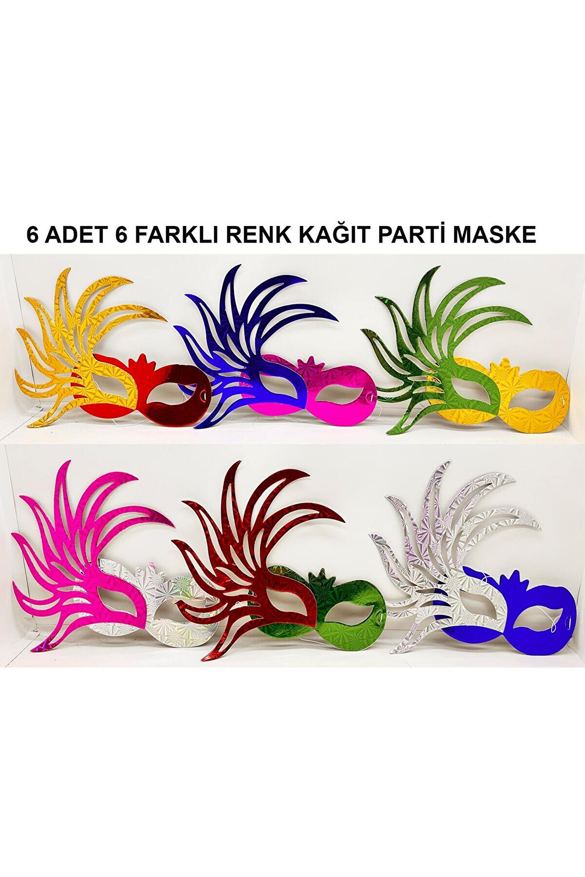 Ethab Ti̇caret Rengarenk Kağıt Parti̇ Balo Maskesi̇ 6 Adet