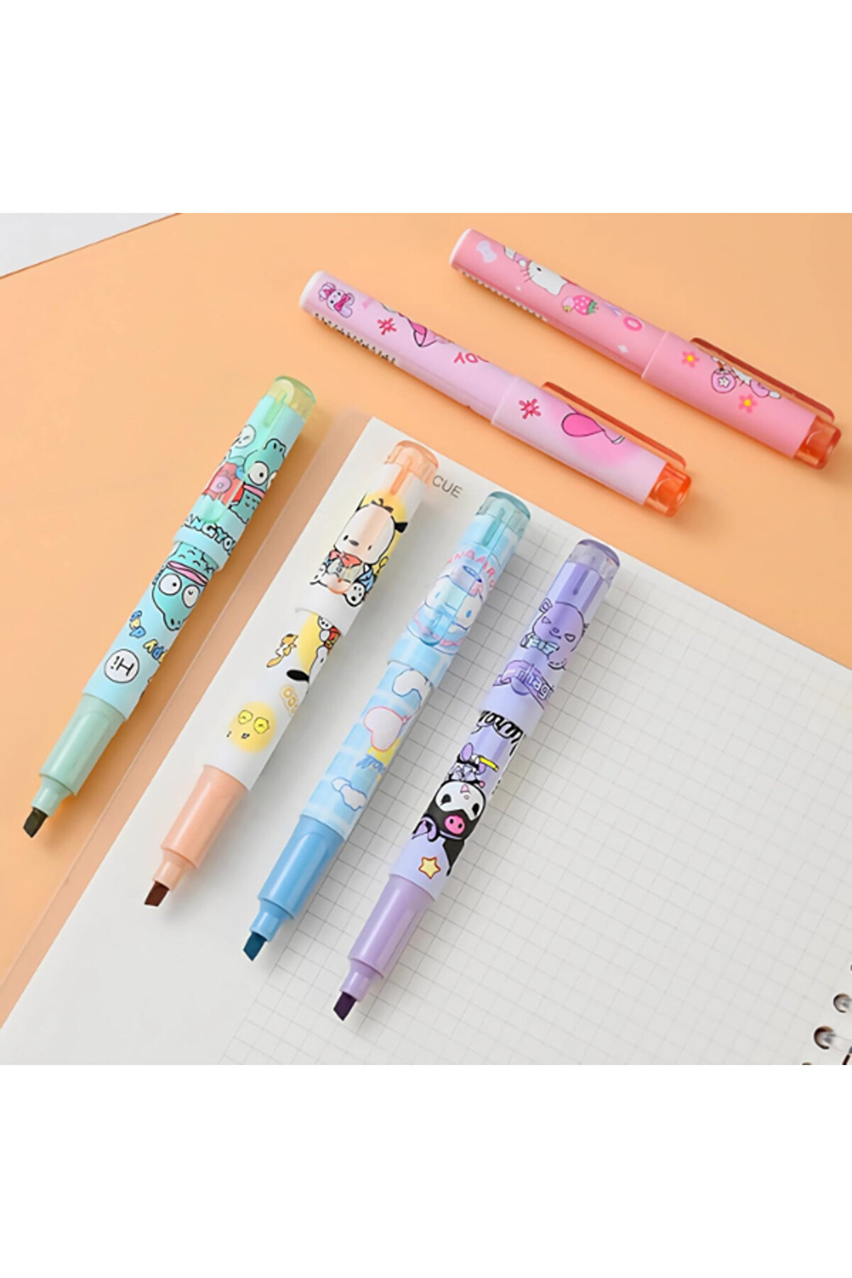 Ethab Ti̇caret 6 Lı Fosforlu Kalem Seti̇ - Hello Ki̇tty Kuromi̇ Ve Arkadaşları