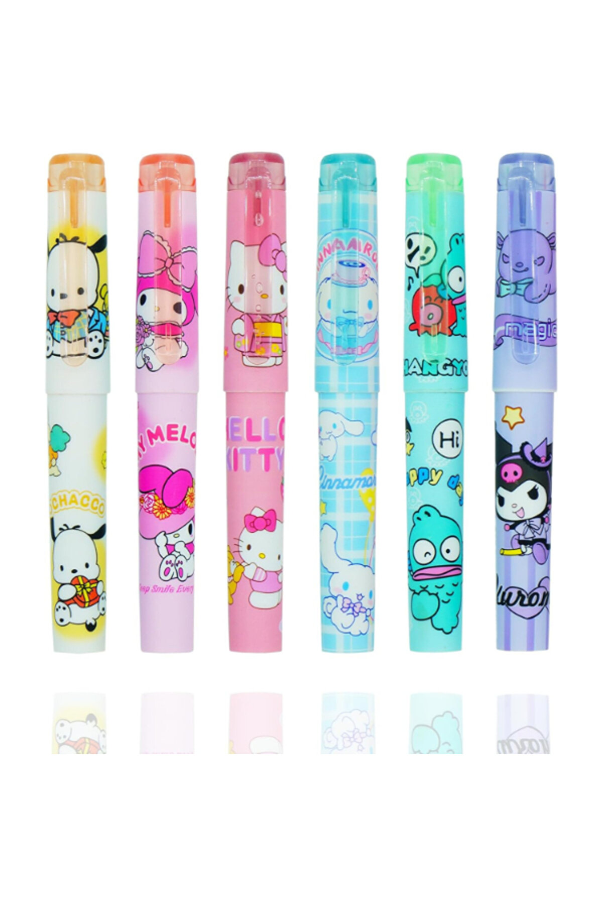 Ethab Ti̇caret 6 Lı Fosforlu Kalem Seti̇ - Hello Ki̇tty Kuromi̇ Ve Arkadaşları