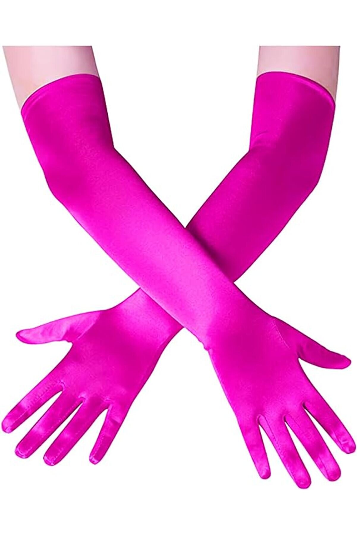Ethab Ti̇caret Uzun Boy Ekstra Parlak Saten Eldi̇ven Fuşya Renk
