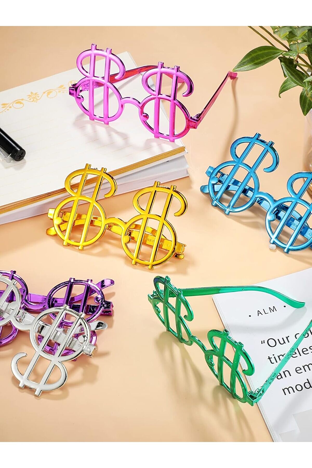 Ethab Ti̇caret Dolar Şeki̇lli̇ Metali̇ze Parti̇ G&ouml;zl&uuml;ğ&uuml; 6 Adet