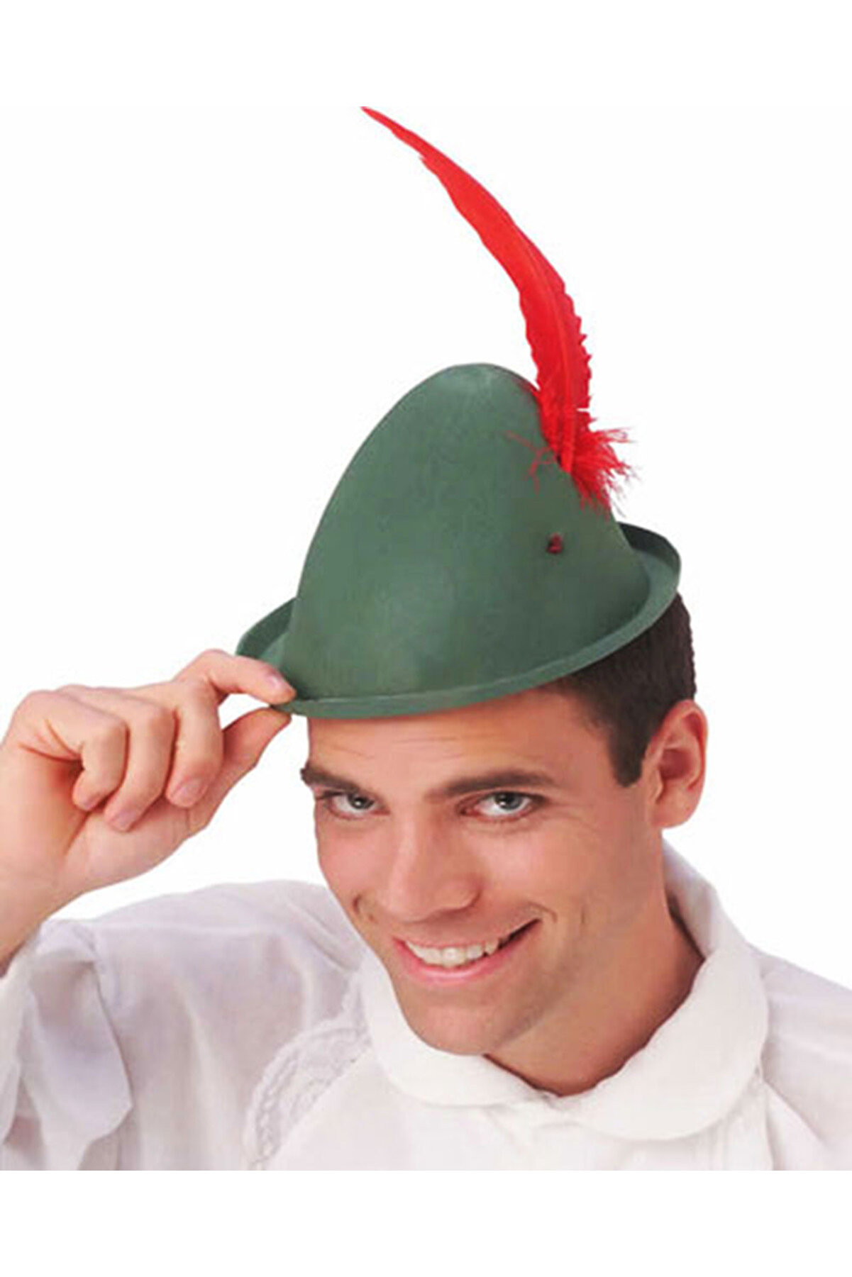 Ethab Ti̇caret Peter Pan Şapkası Yeşi̇l Renk Kırmızı T&uuml;yl&uuml;