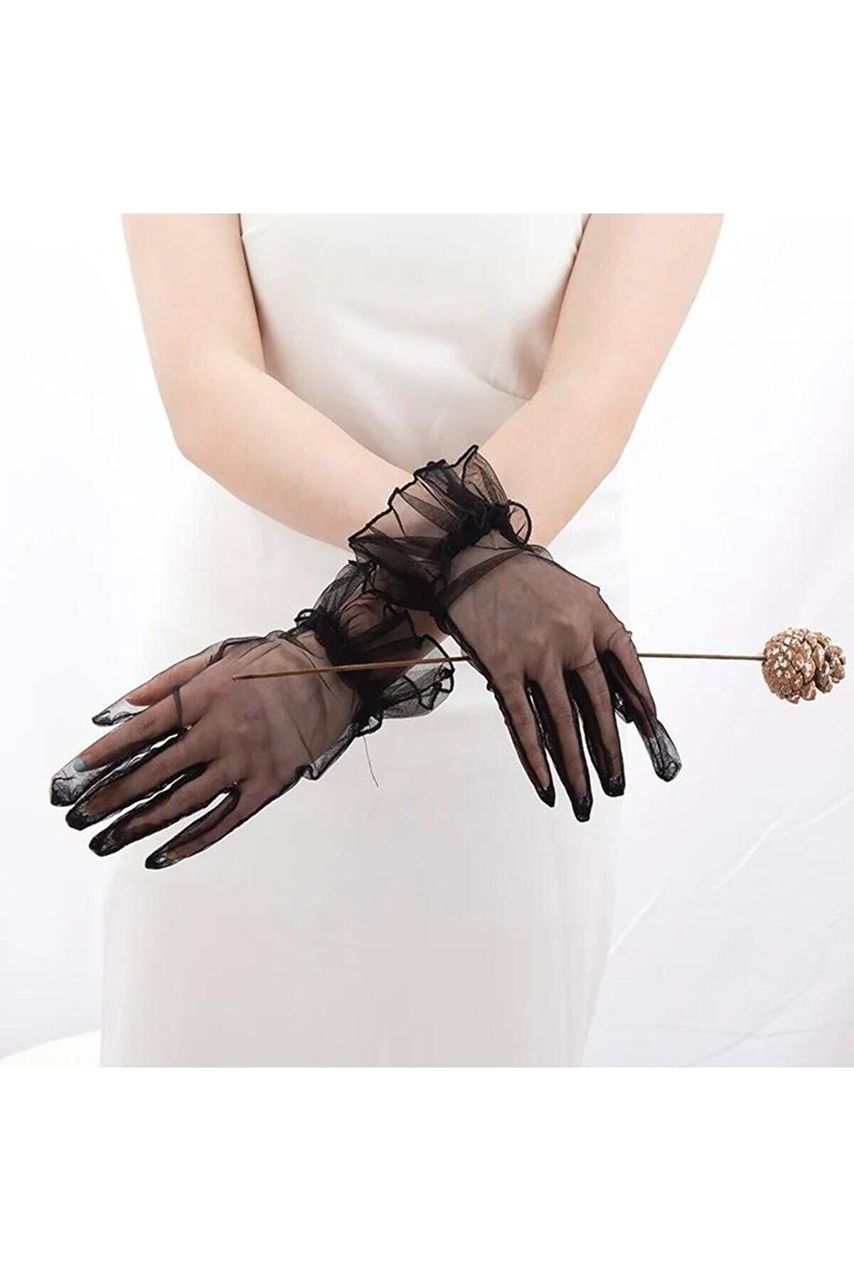 Ethab Ti̇caret Li̇kralı G&uuml;p&uuml;rl&uuml; Yeti̇şki̇n T&uuml;l Eldi̇ven Si̇yah