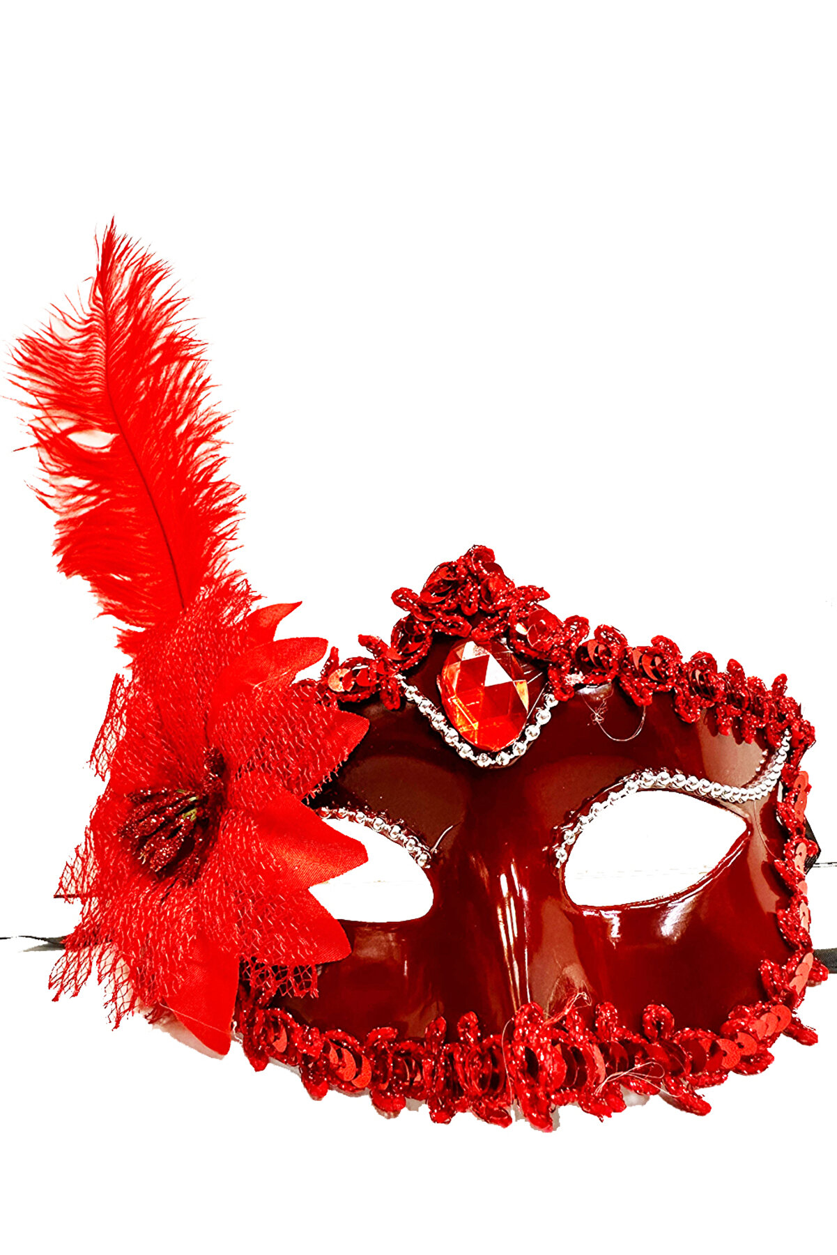 Ethab Ti̇caret Kırmızı G&uuml;ll&uuml; Ve T&uuml;yl&uuml; Venedi̇k Maskesi̇