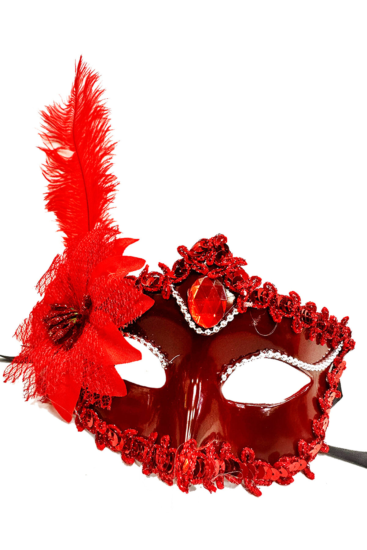 Ethab Ti̇caret Kırmızı G&uuml;ll&uuml; Ve T&uuml;yl&uuml; Venedi̇k Maskesi̇