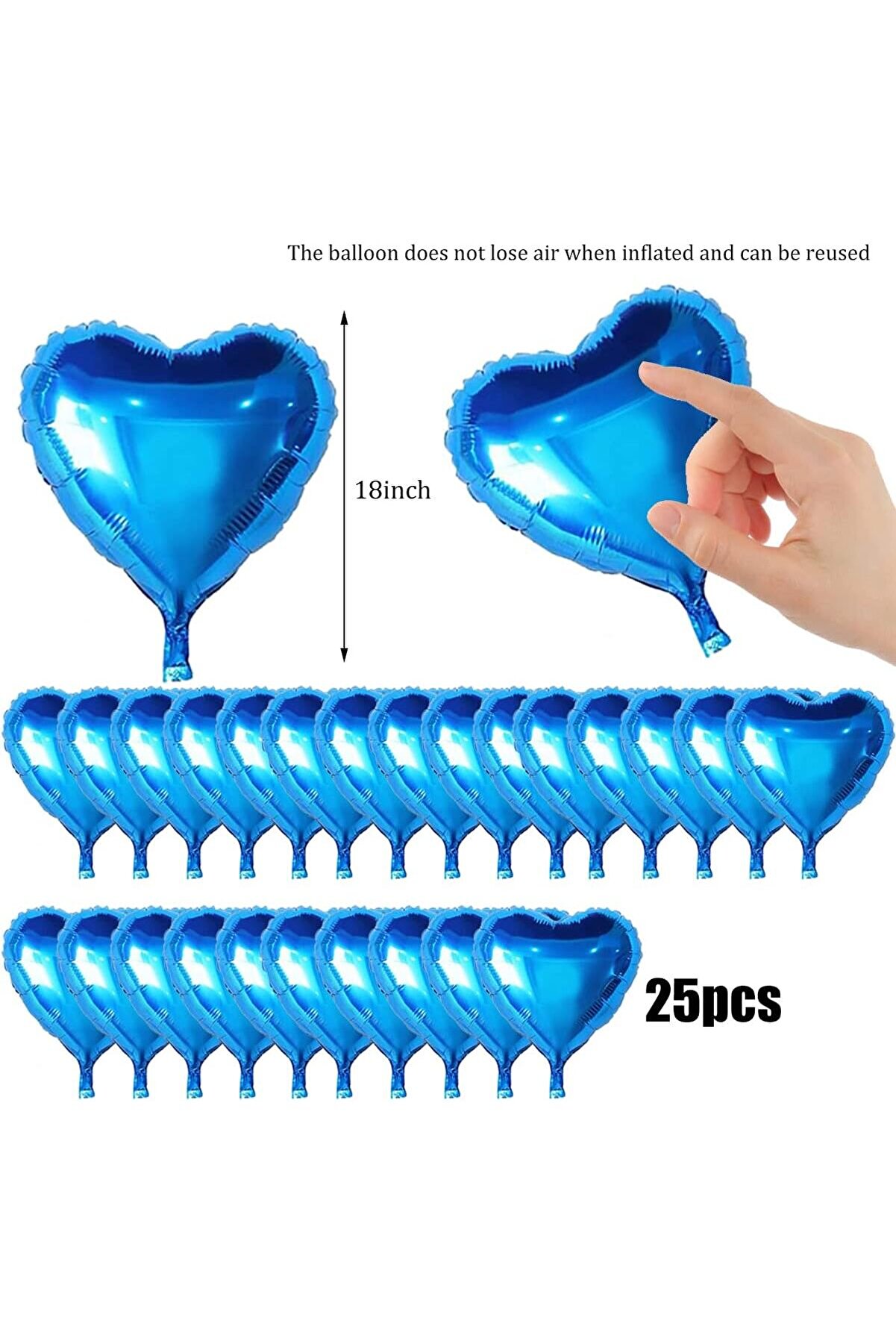 Ethab Ti̇caret Metali̇ze Mavi̇ Kalp Folyo Balon