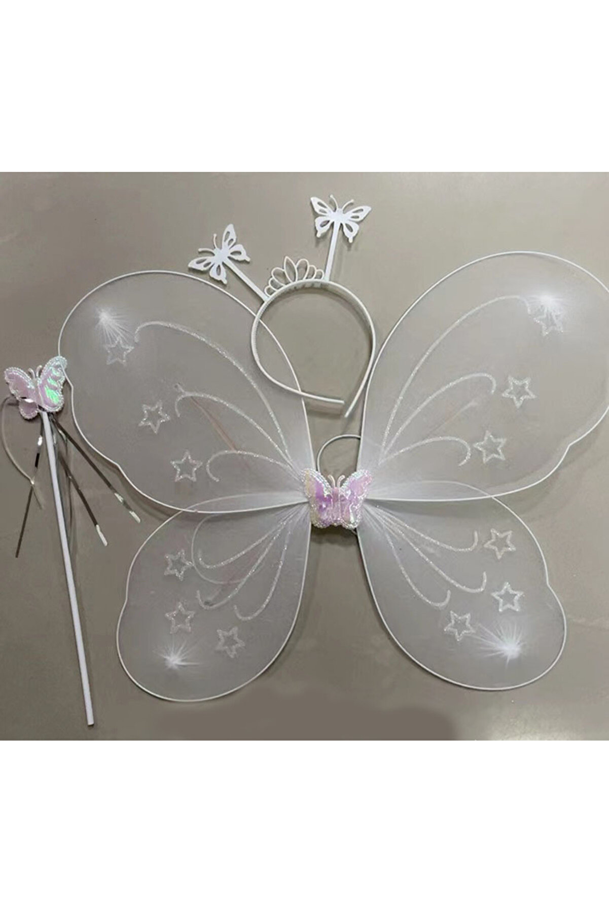 Ethab Ti̇caret Beyaz Renk Kelebek Kanadı Tacı Ve Sopası