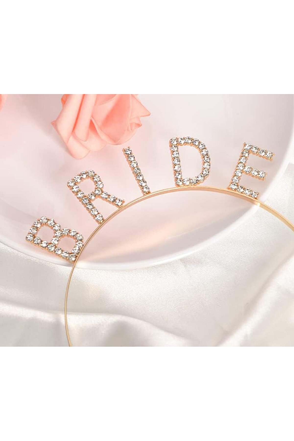 Ethab Ti̇caret Altın Gold Renk Bekarlığa Veda Kri̇stal Taş Bri̇de Tacı İthal