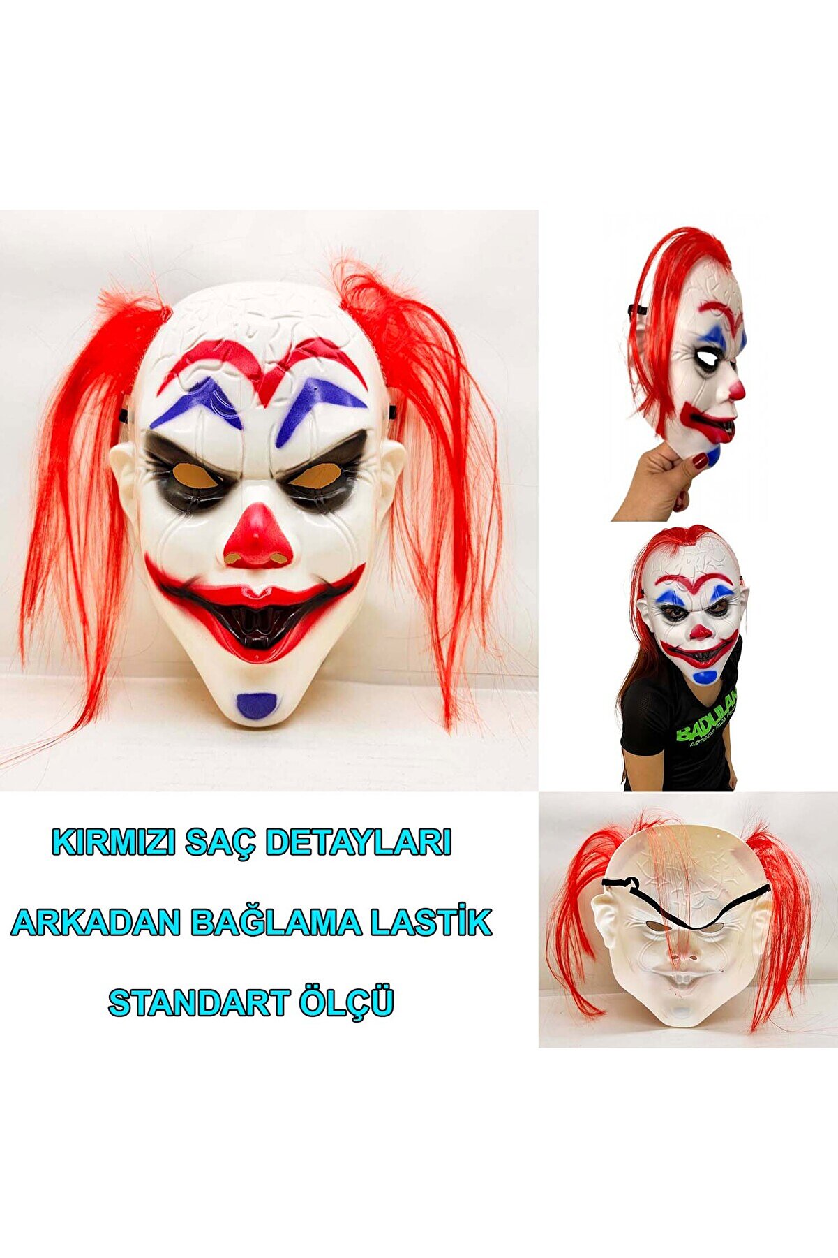 Ethab Ti̇caret Kızıl Sa&ccedil;lı Joker Palya&ccedil;o Maskesi̇
