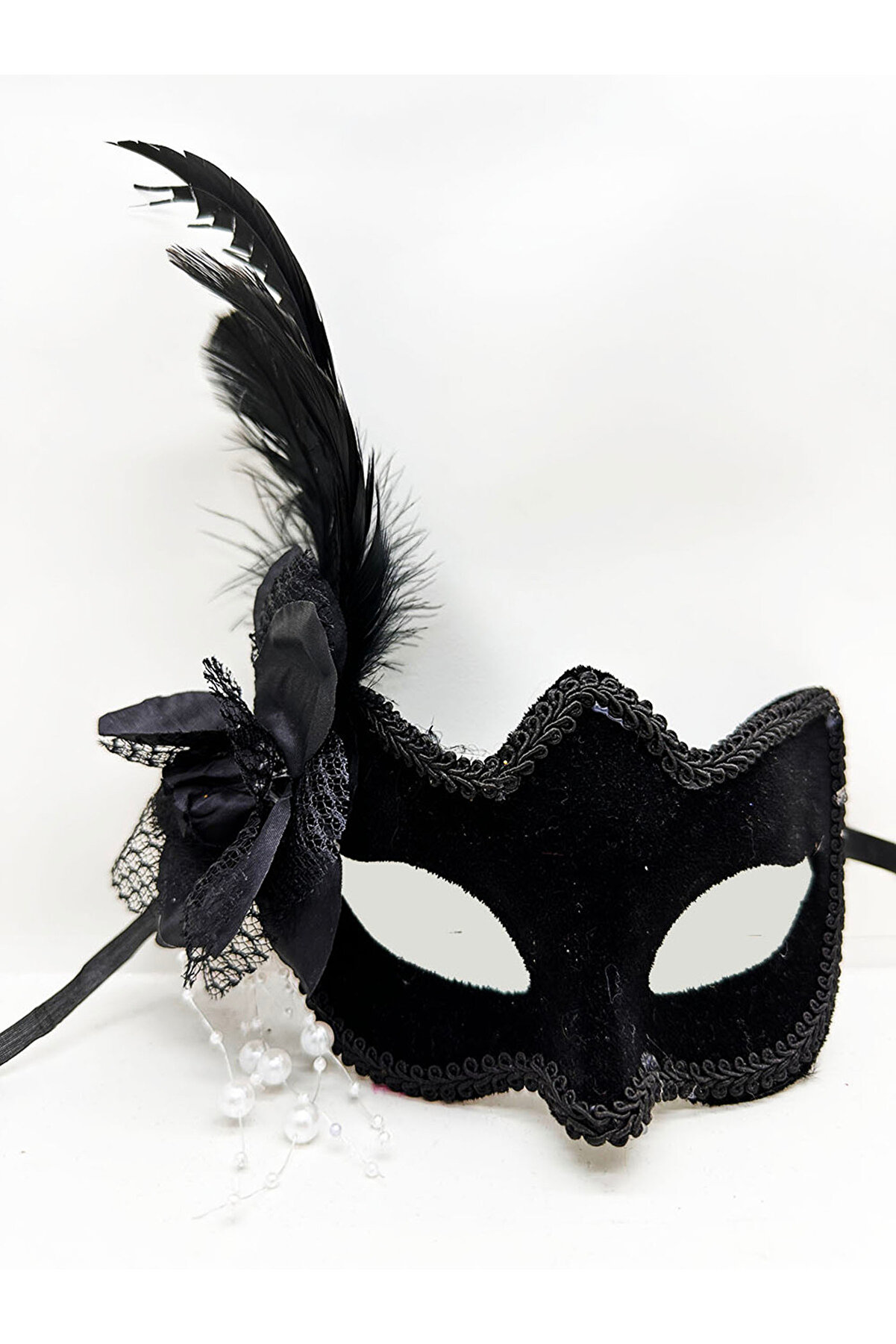 Ethab Ti̇caret Si̇yah S&uuml;et Yandan T&uuml;yl&uuml; İnci̇li̇ Parti̇ Maskesi̇