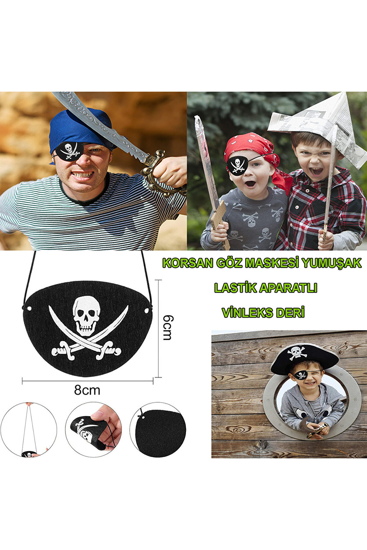 Ethab Ti̇caret Vi̇nleks Deri̇ Korsan G&ouml;z Bandı Lasti̇kli̇