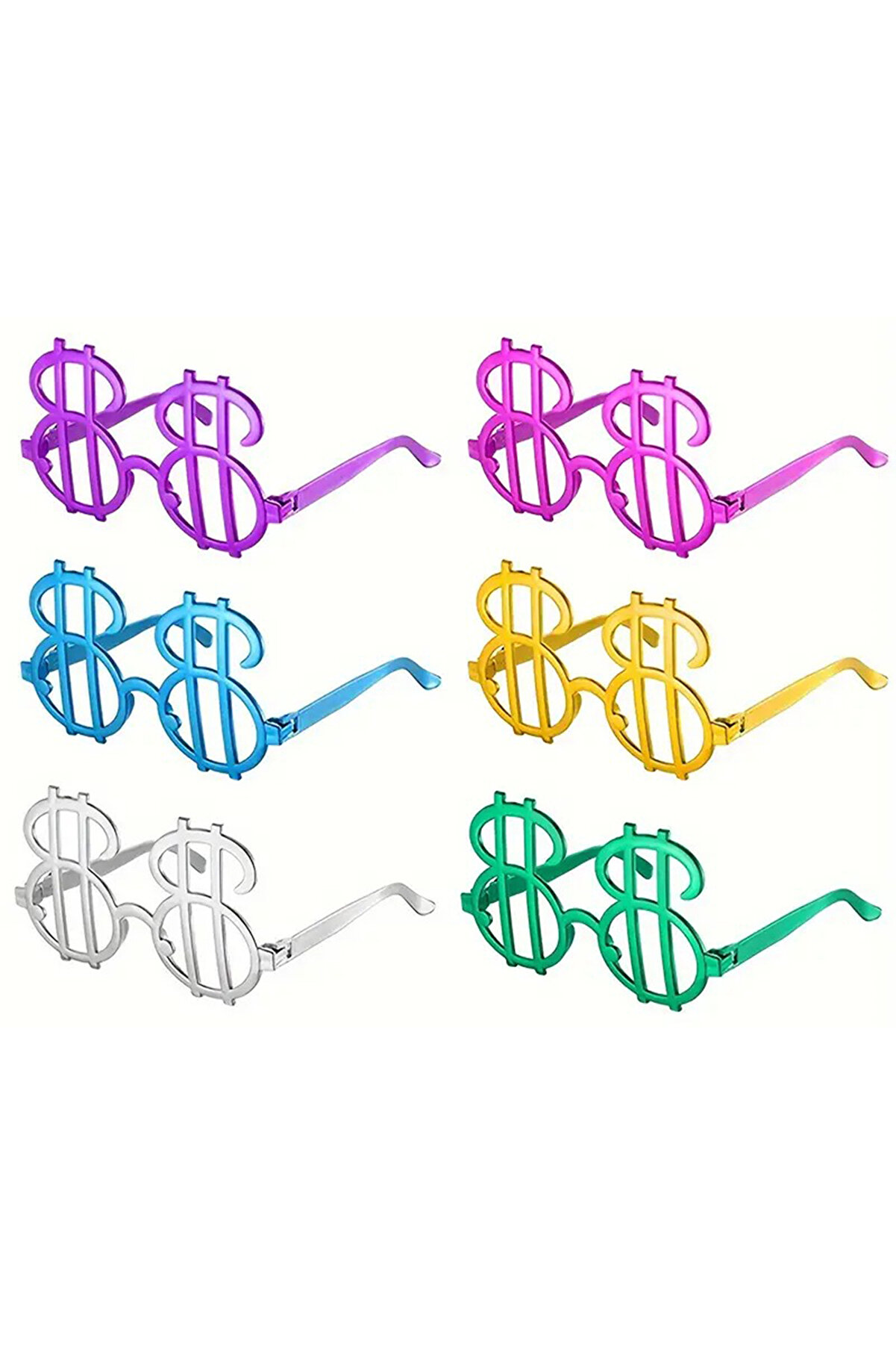 Ethab Ti̇caret Dolar Şeki̇lli̇ Metali̇ze Parti̇ G&ouml;zl&uuml;ğ&uuml; 6 Adet