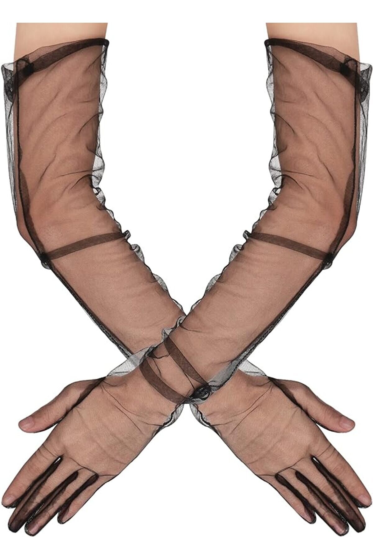 Ethab Ti̇caret Uzun Boy Li̇kralı Si̇yah Yeti̇şki̇n Mega T&uuml;l Eldi̇ven