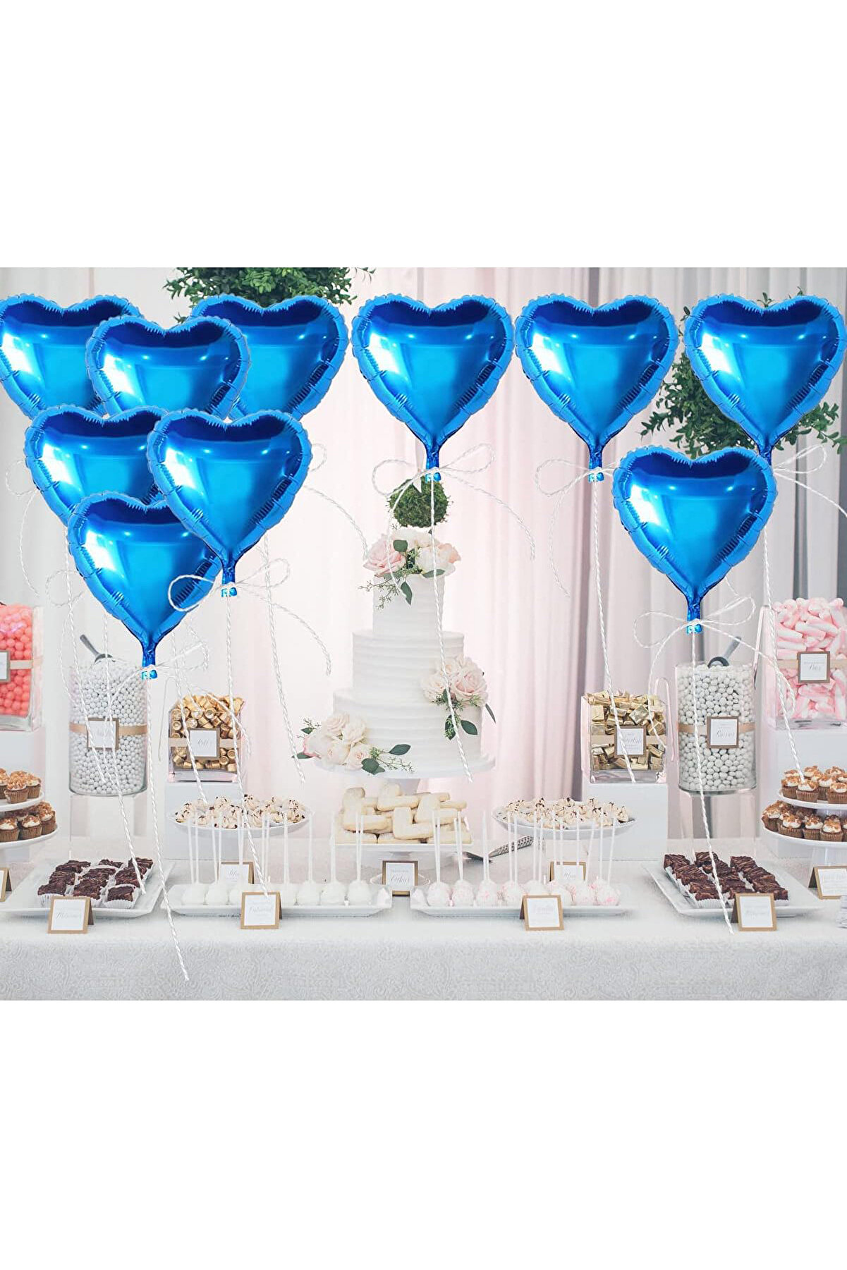 Ethab Ti̇caret Metali̇ze Mavi̇ Kalp Folyo Balon