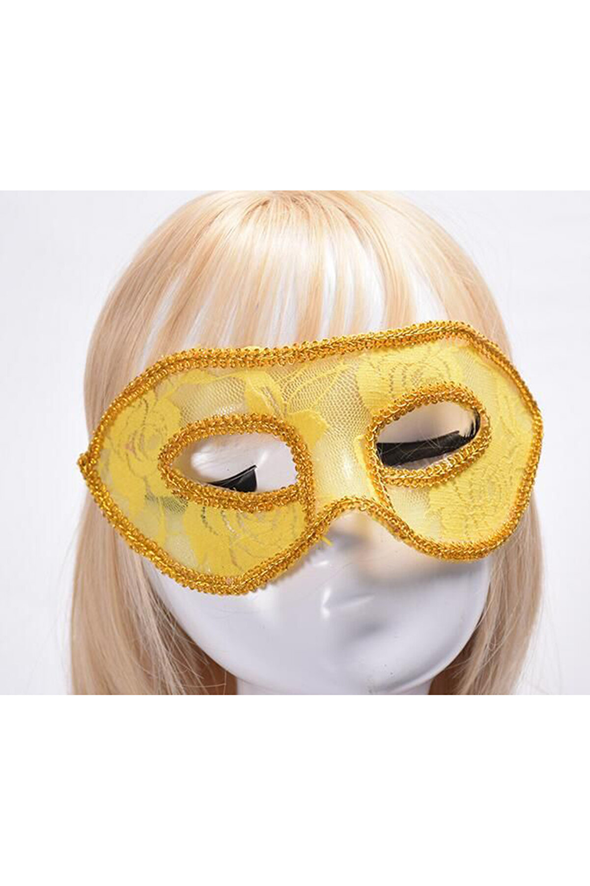 Ethab Ti̇caret Sarı Dantel T&uuml;l Parti̇ Maskesi̇