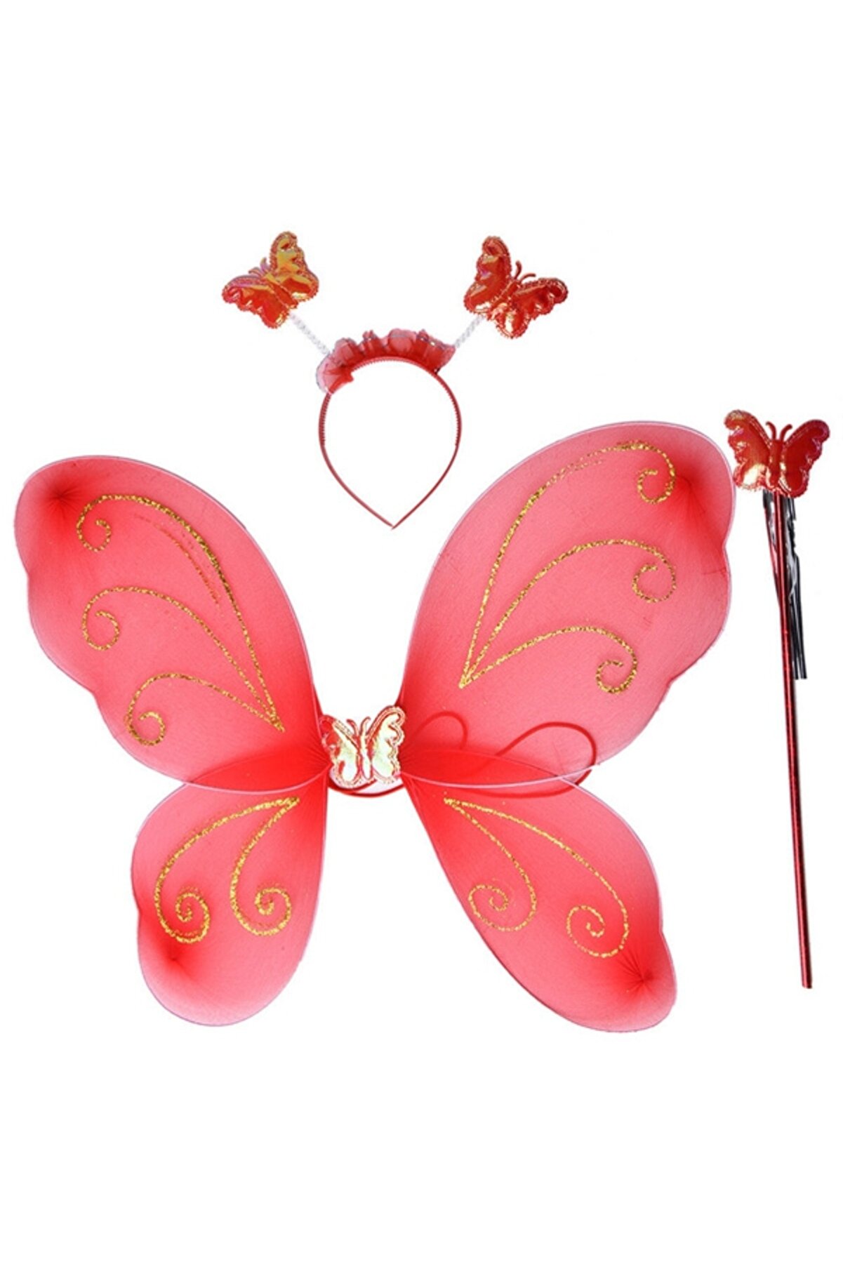 Ethab Ti̇caret Kelebek Kanadı Tacı Asası Kırmızı Renk