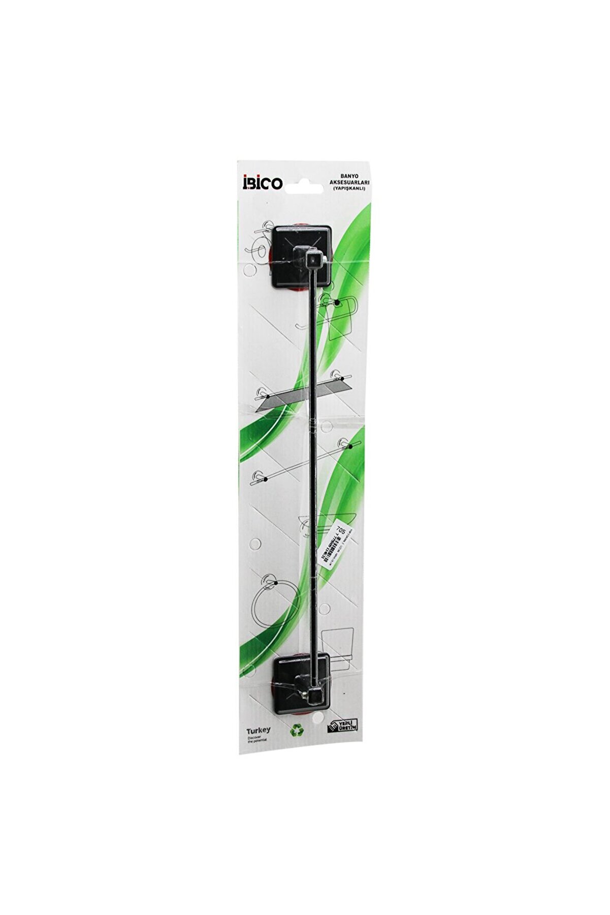 Go İthalat Si̇yah Uzun Metal Havluluk Yapışkanlı Montaj Bny-705 (4457)