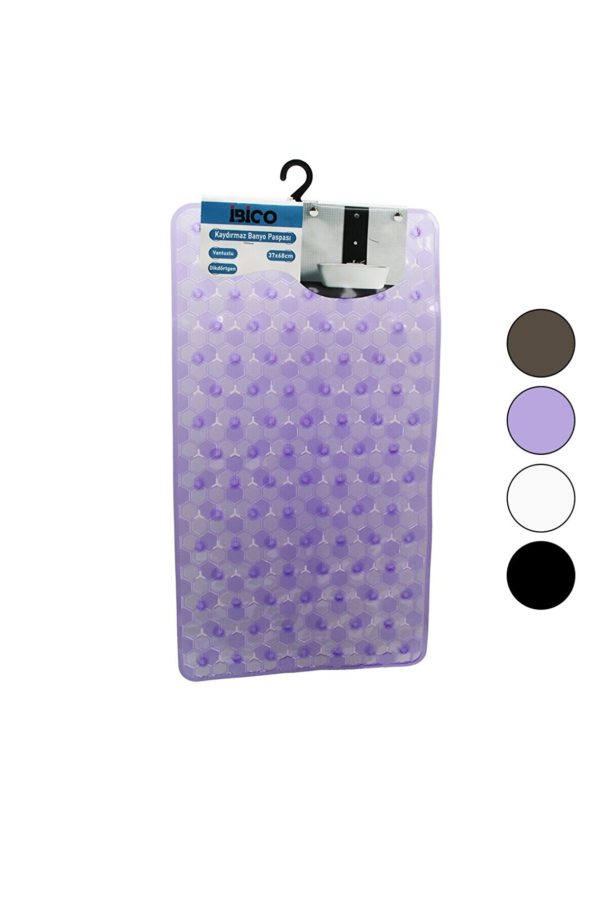 Go İthalat Di̇kd&ouml;rtgen L&uuml;x Pvc Petek Desen Şeffaf-Buzlu 98Pcs Vantuz Kaydırmaz Banyo Paspas