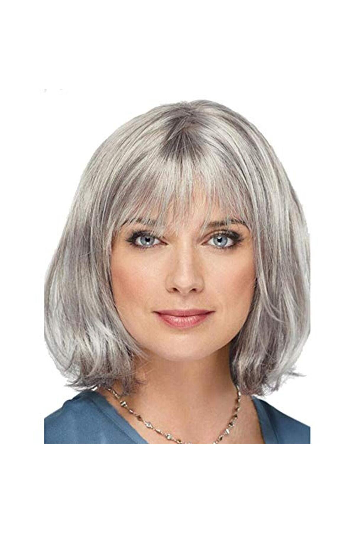 Ethab Ti̇caret Gri̇ Renk Kısa Sa&ccedil; Yaşlı Peruk Teyze Peruğu